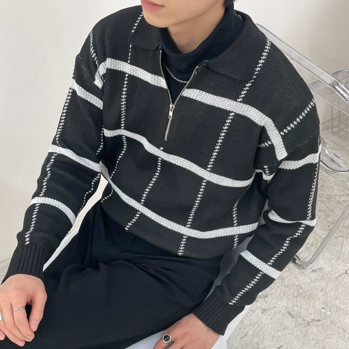 カジュアルルーズジップニット Ot4530