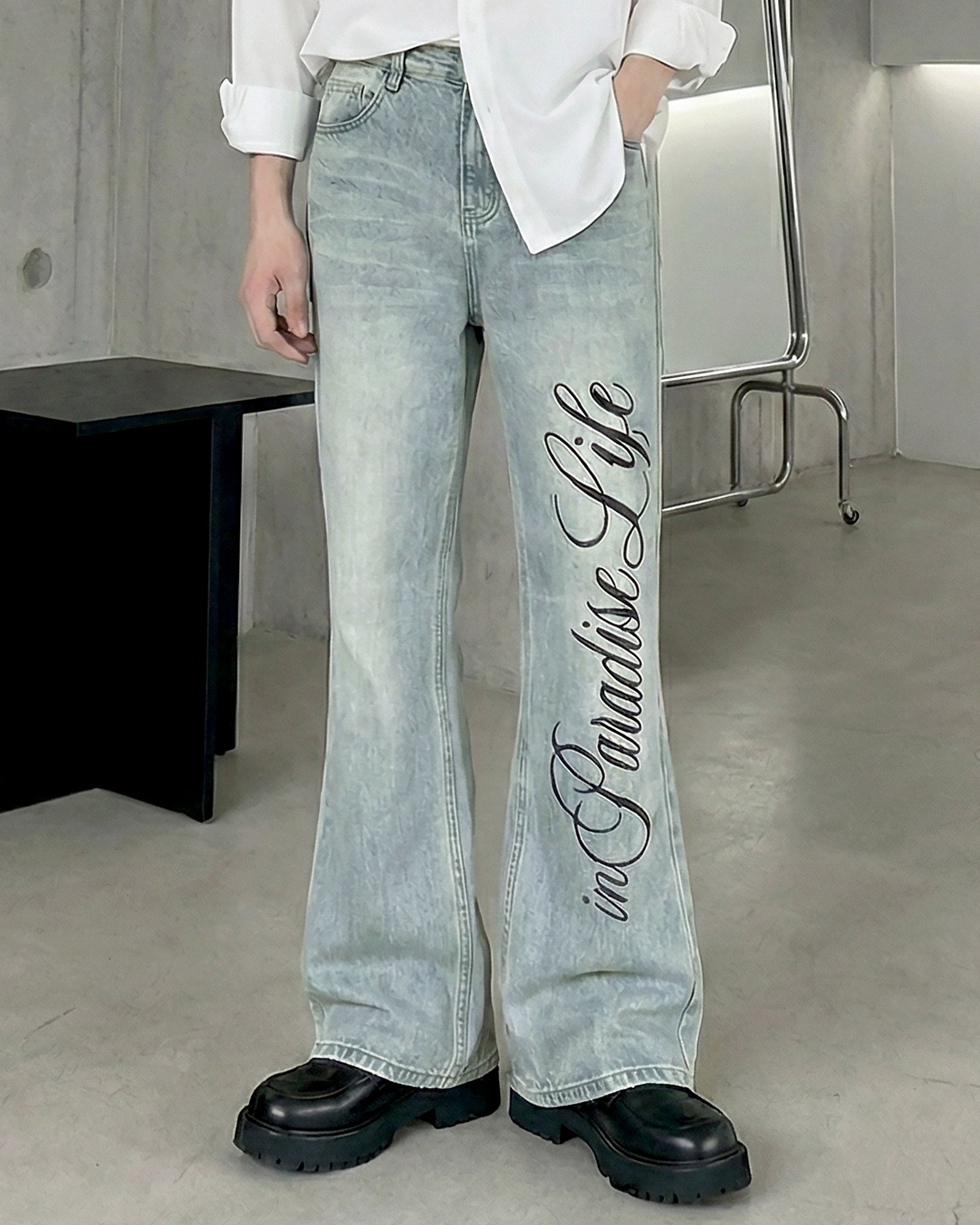 レタリングロゴフレアデニム Ot11736