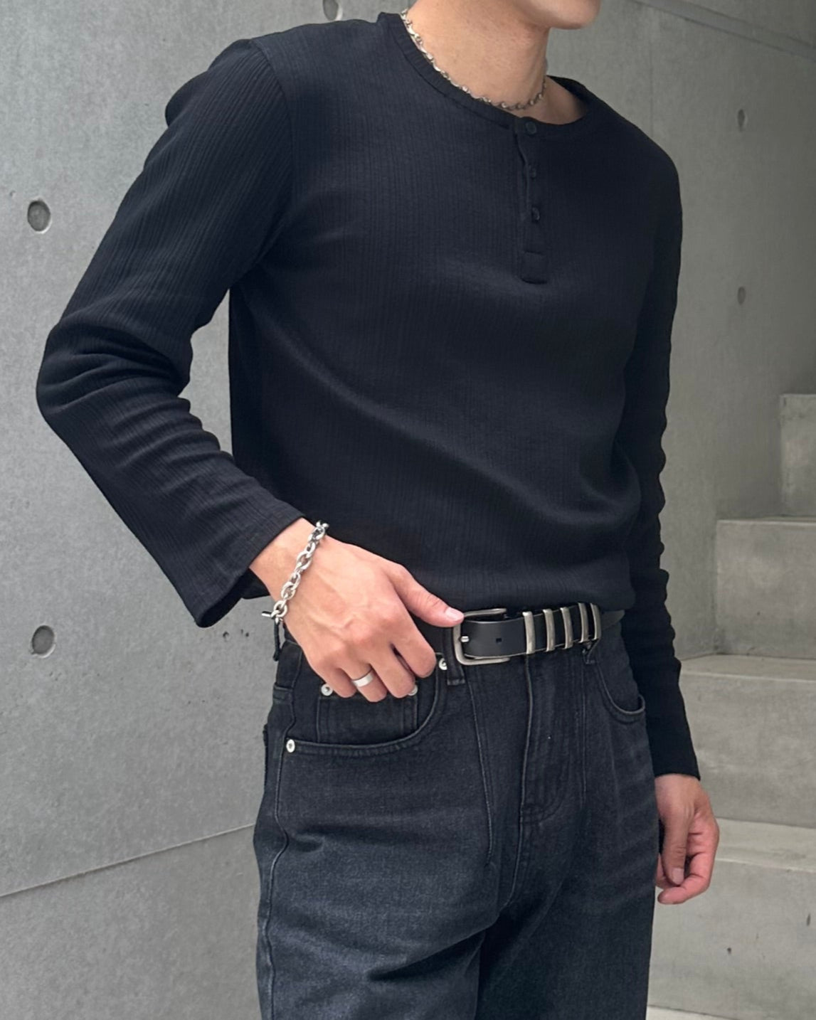 スリムヘンリーネックトップス Ot20085