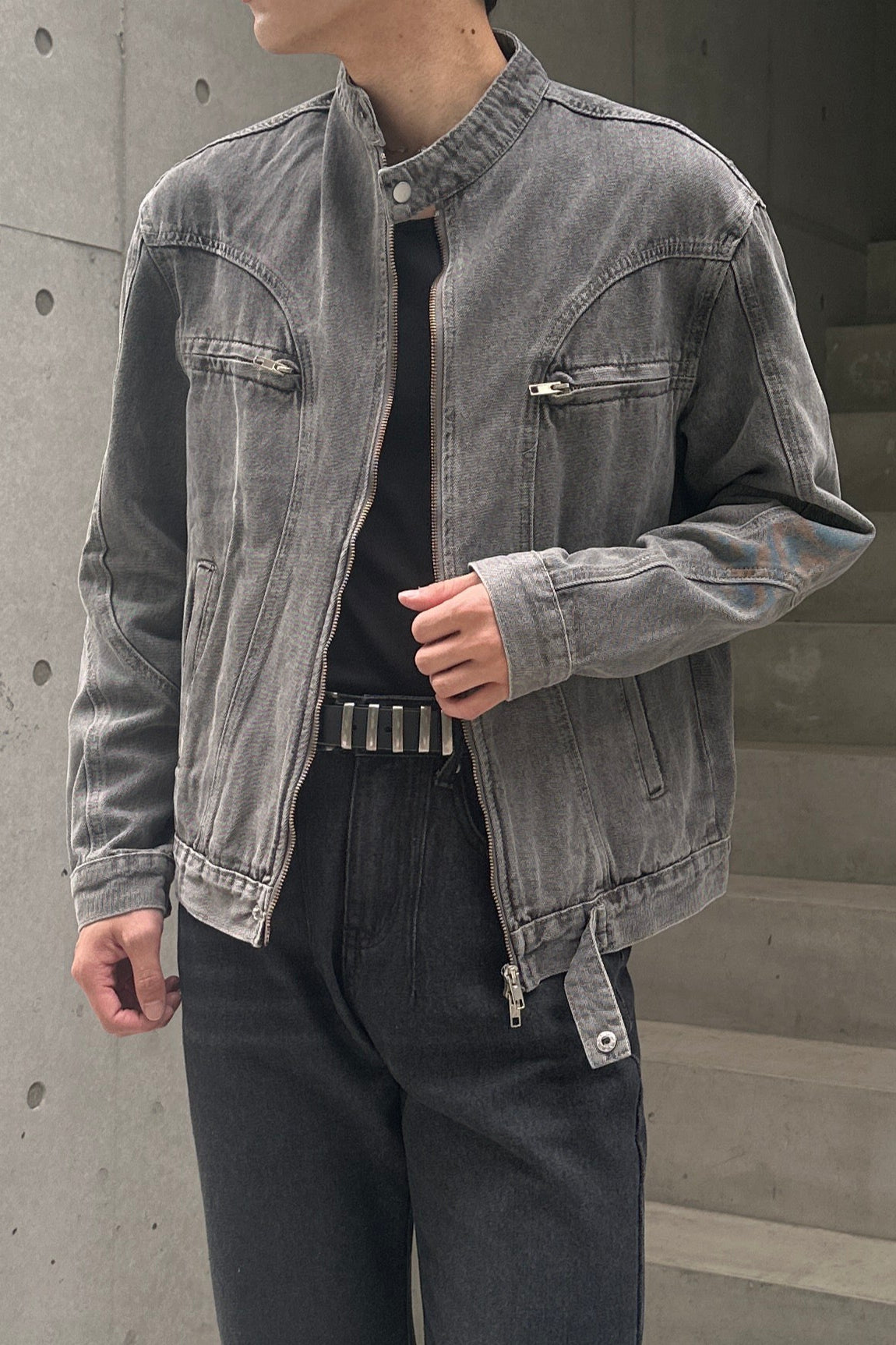 ウォッシュドダブルジップデニムジャケット Ot30006