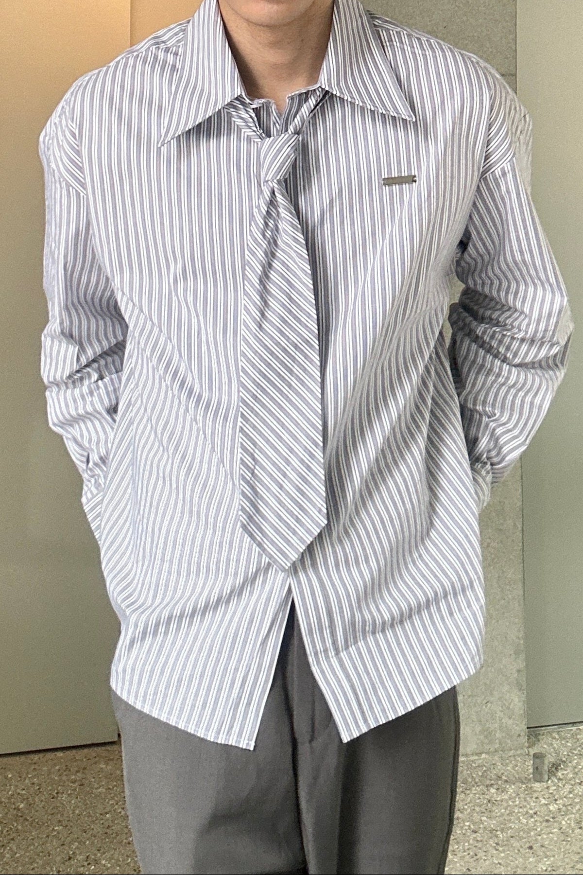 コリアンストライプボウタイシャツ Ot20025