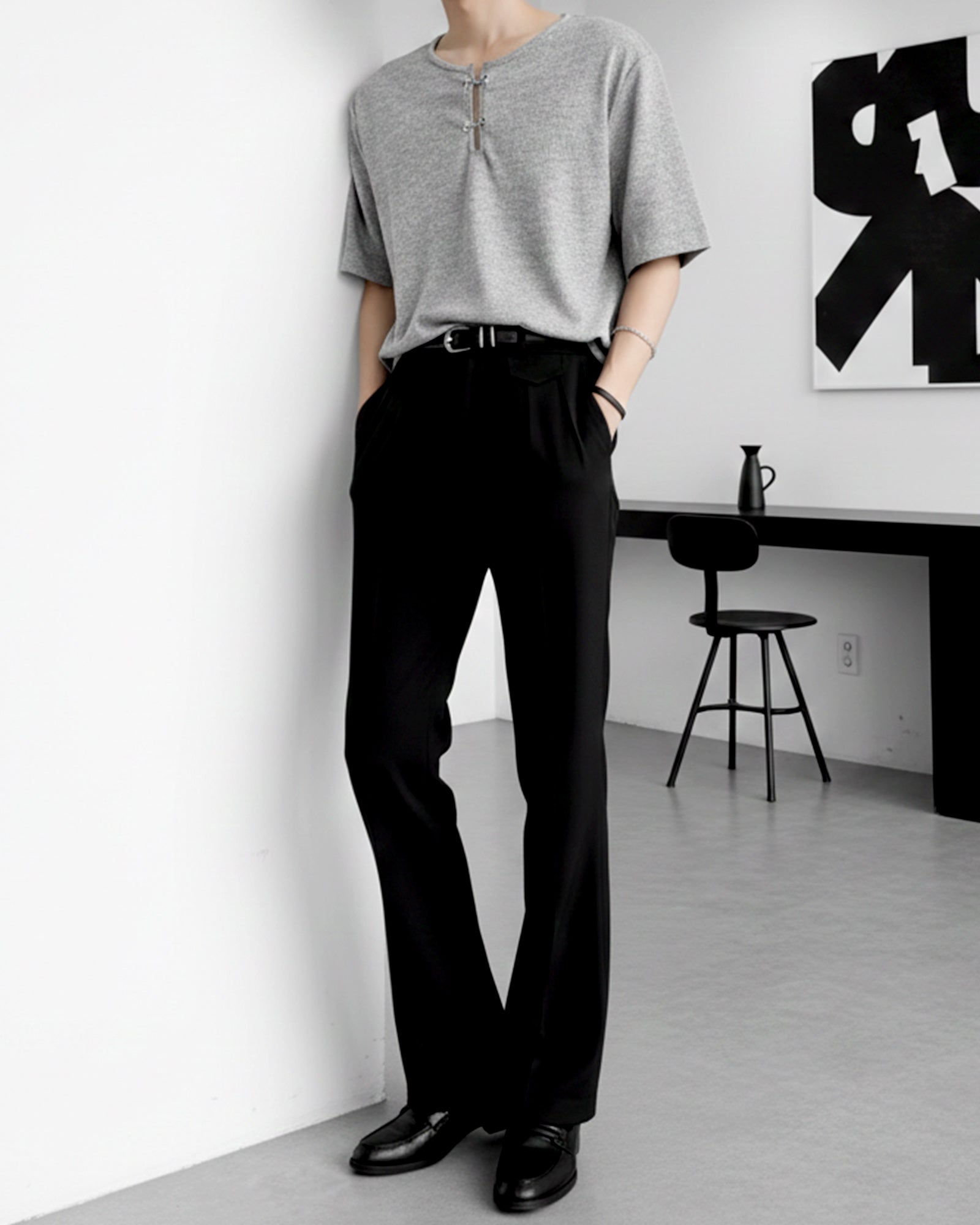 フロントホックスリットネックトップス Ot20135