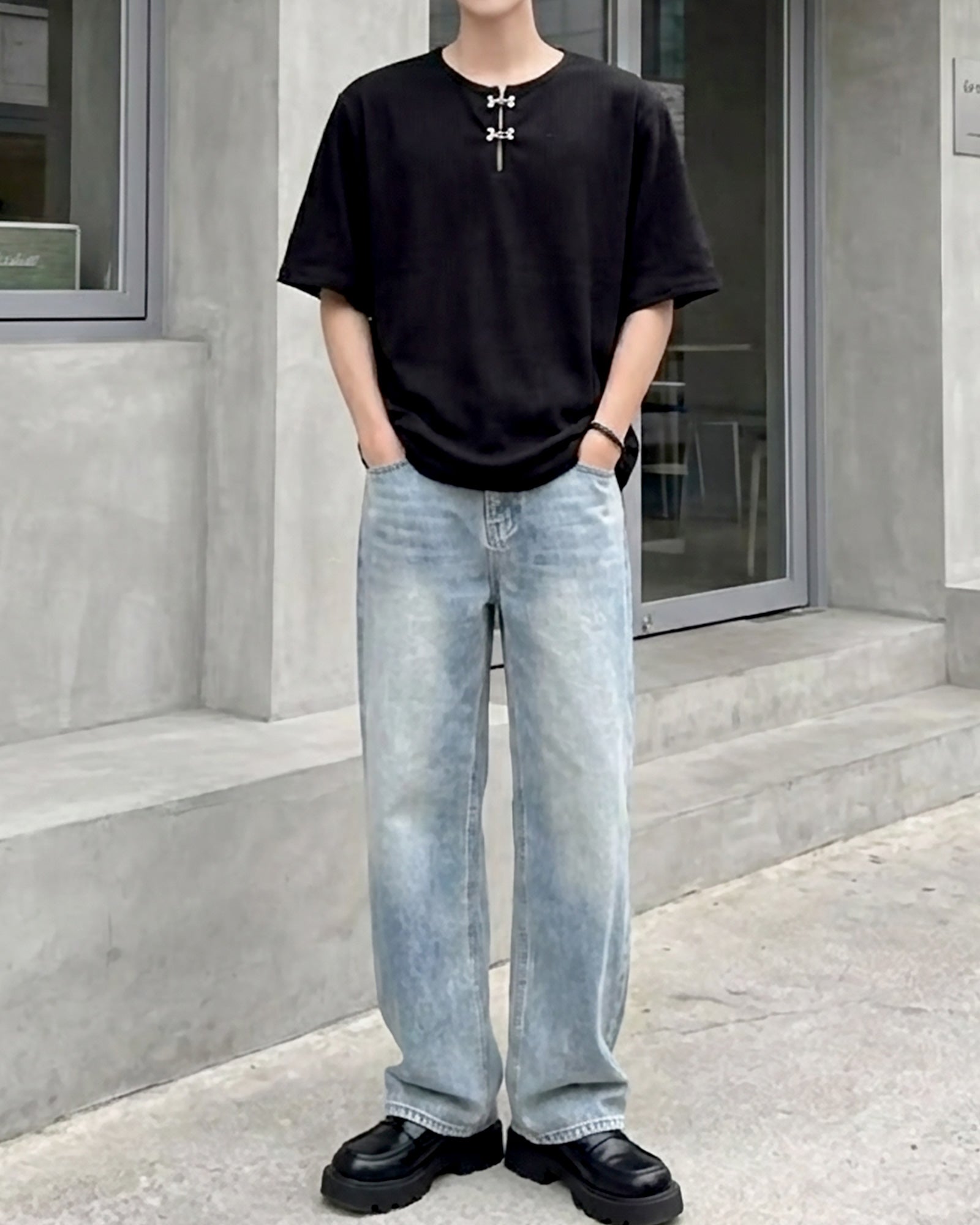 フロントホックスリットネックトップス Ot20135