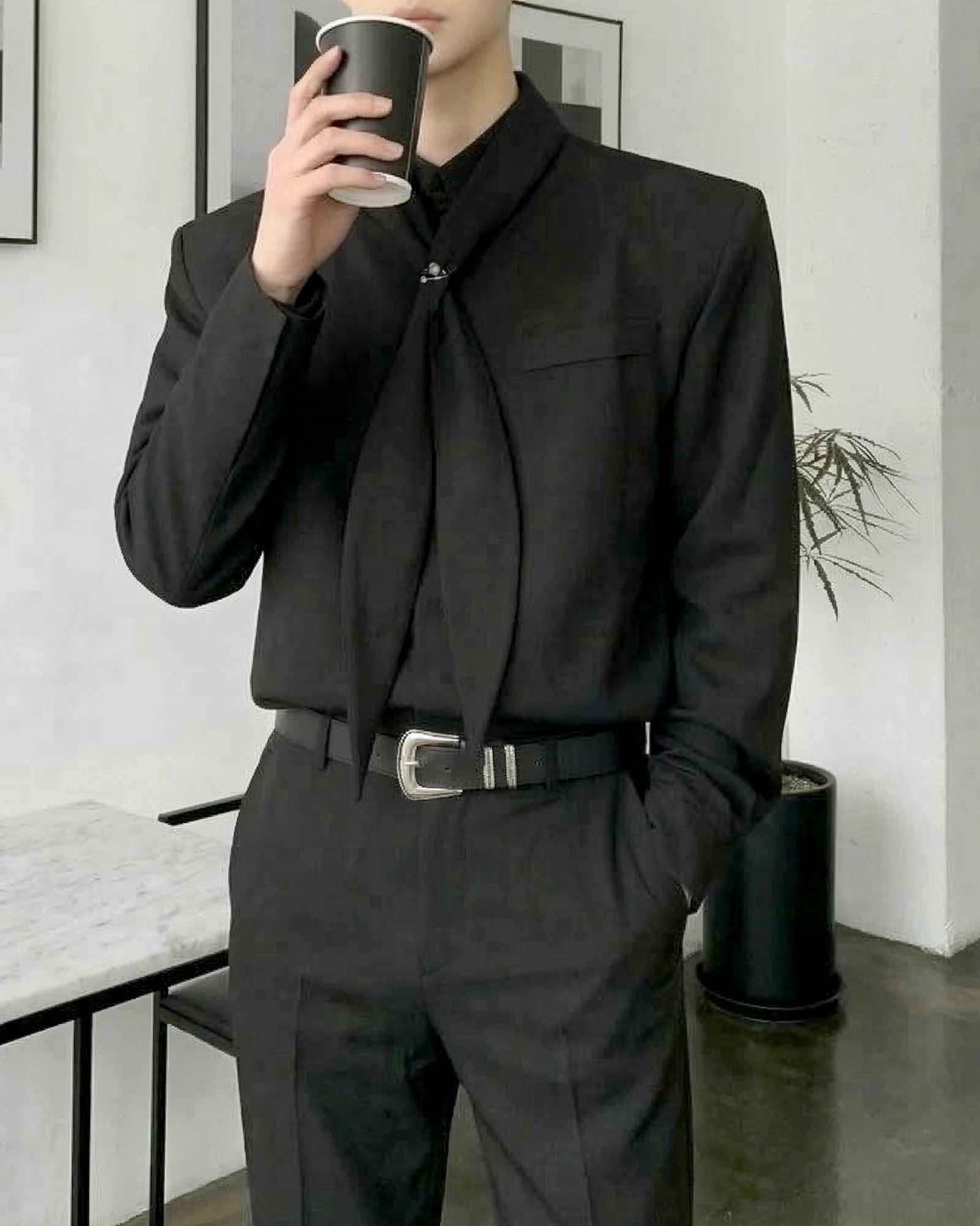 スカーフタイラグジュアリーモードシャツ Ot20155