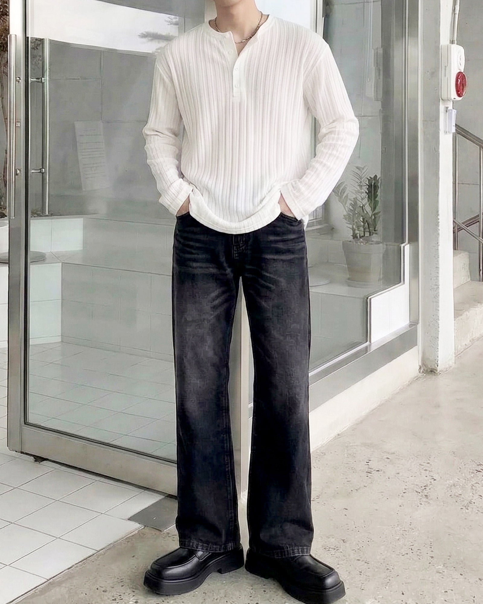 ヘンリーネックテクスチャートップス Ot20172