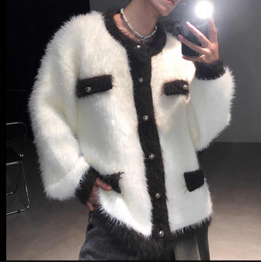 バイカラーシャギーカーディガン Ot4641