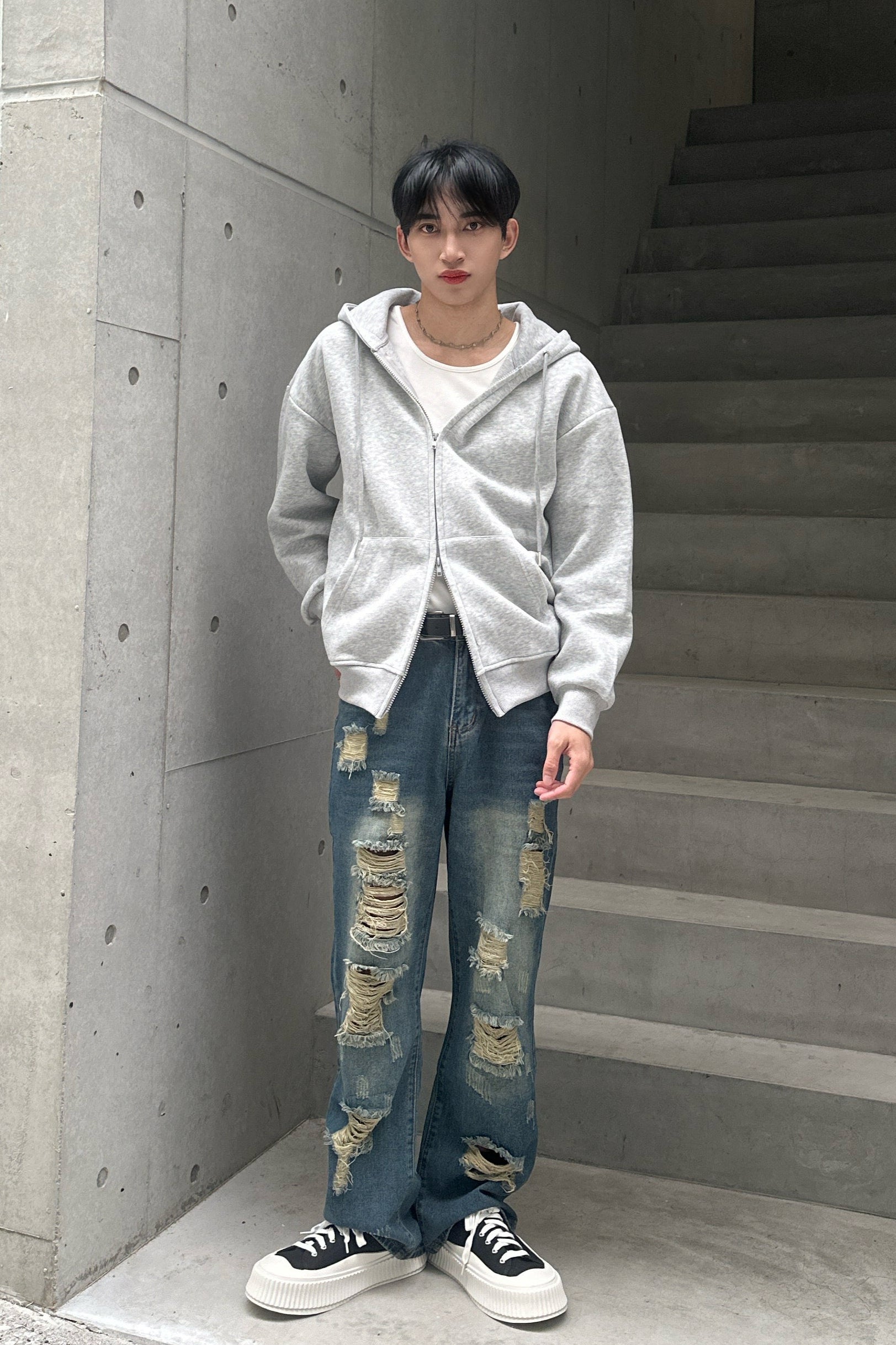 ルーズグレーダブルジップパーカー Ot30001