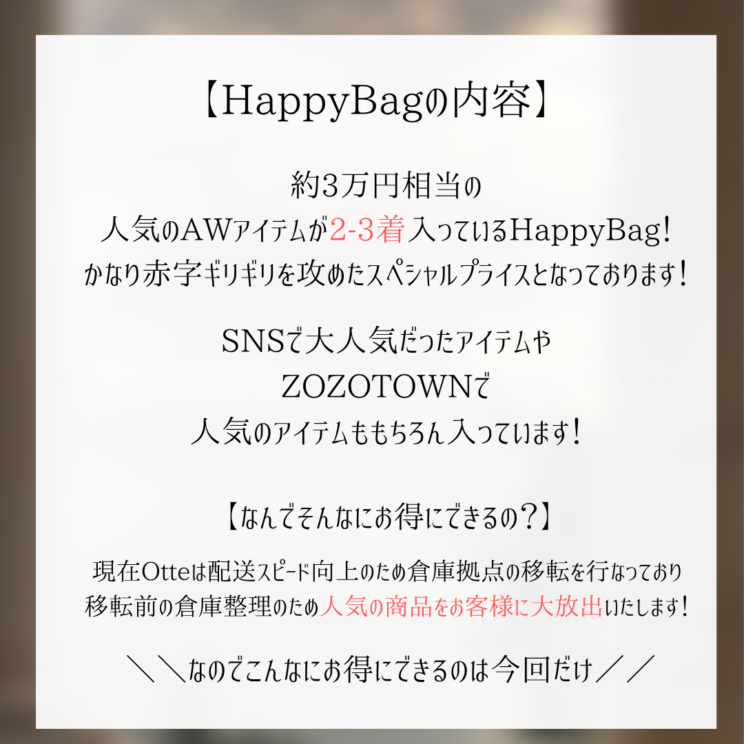 超赤字ギリギリ!AW HAPPY BAG🤍