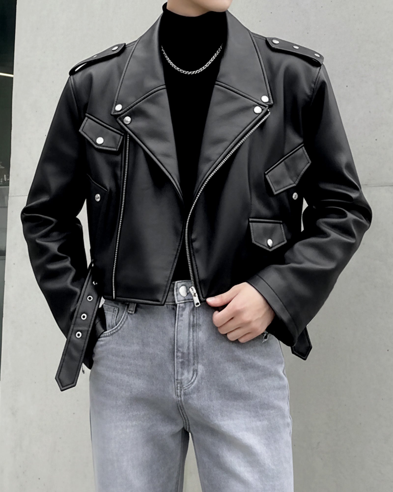 PUレザーライダースショートジャケット Ot30062