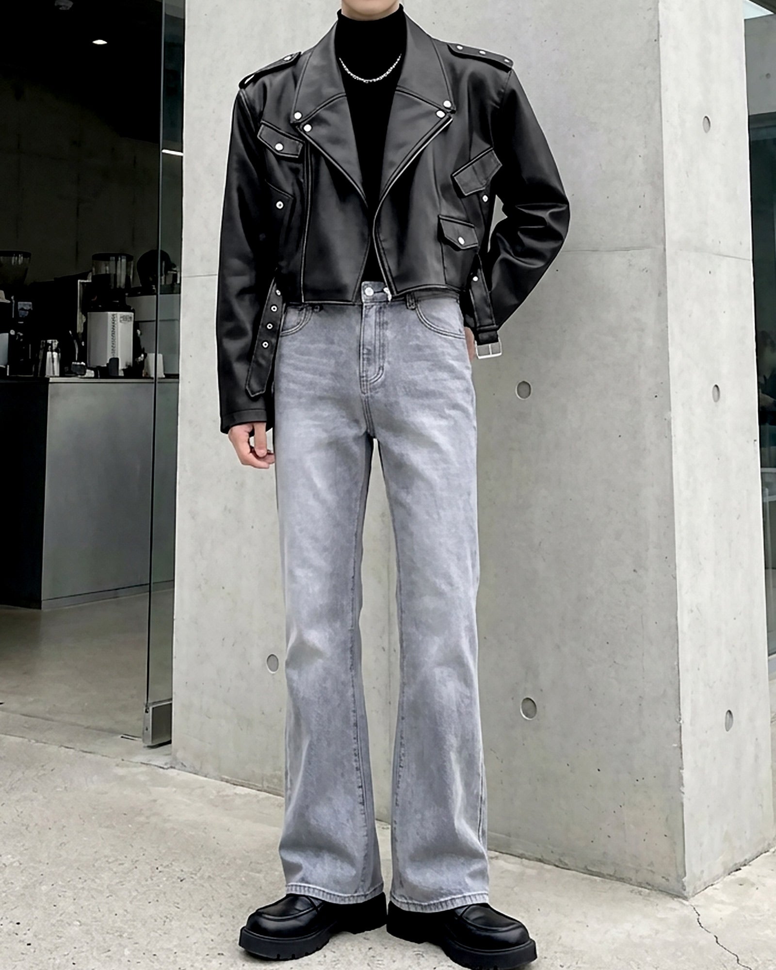 PUレザーライダースショートジャケット Ot30062