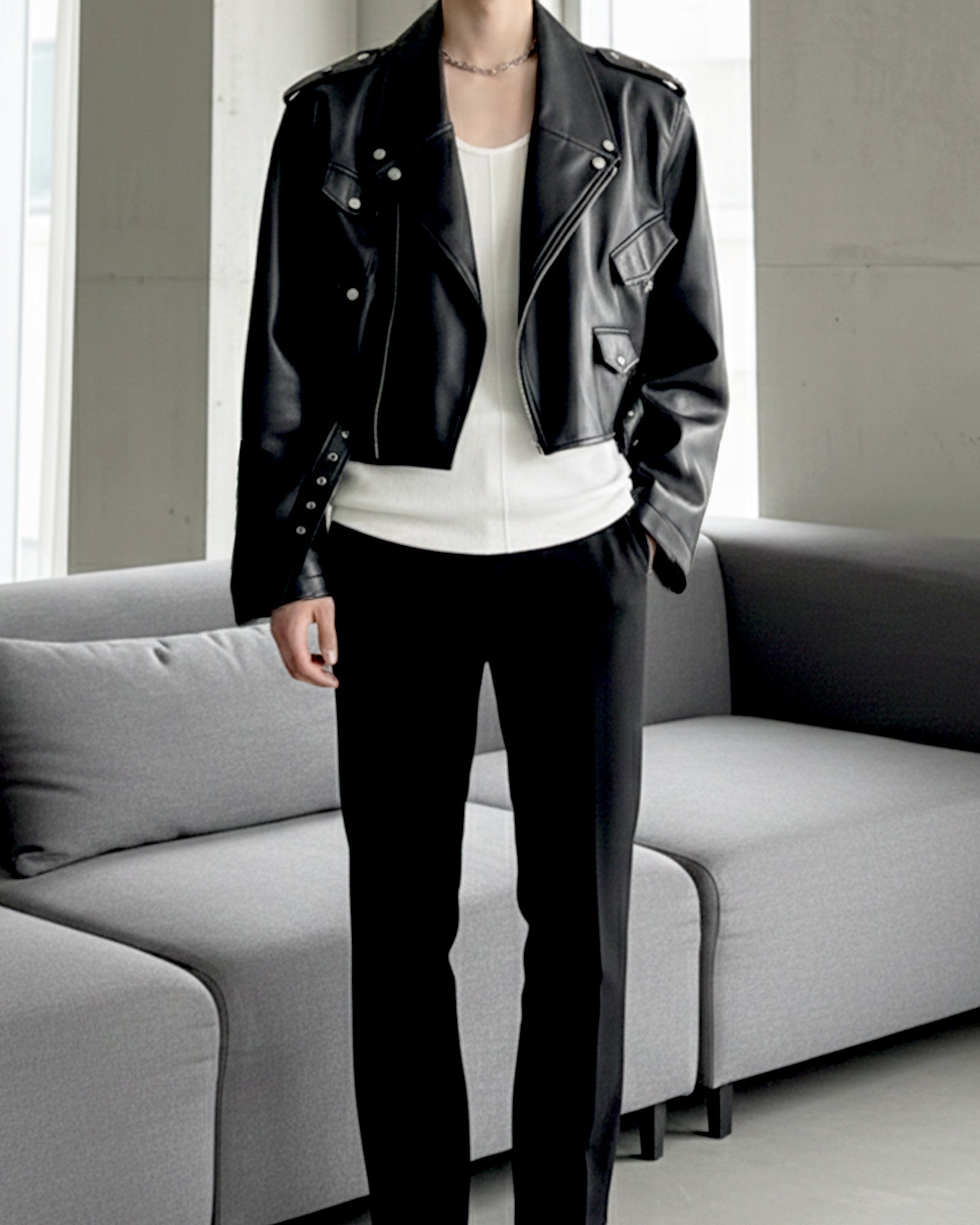 PUレザーライダースショートジャケット Ot30062