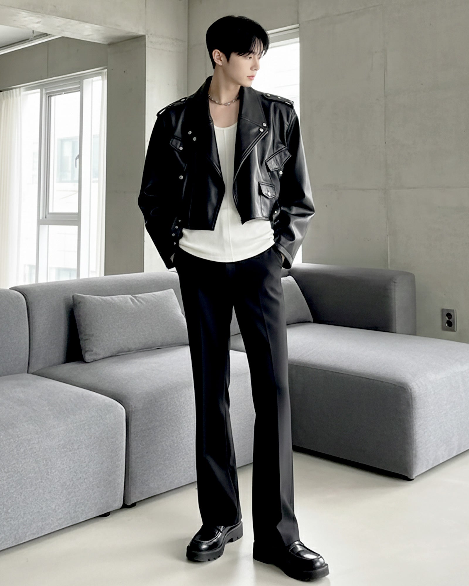 PUレザーライダースショートジャケット Ot30062