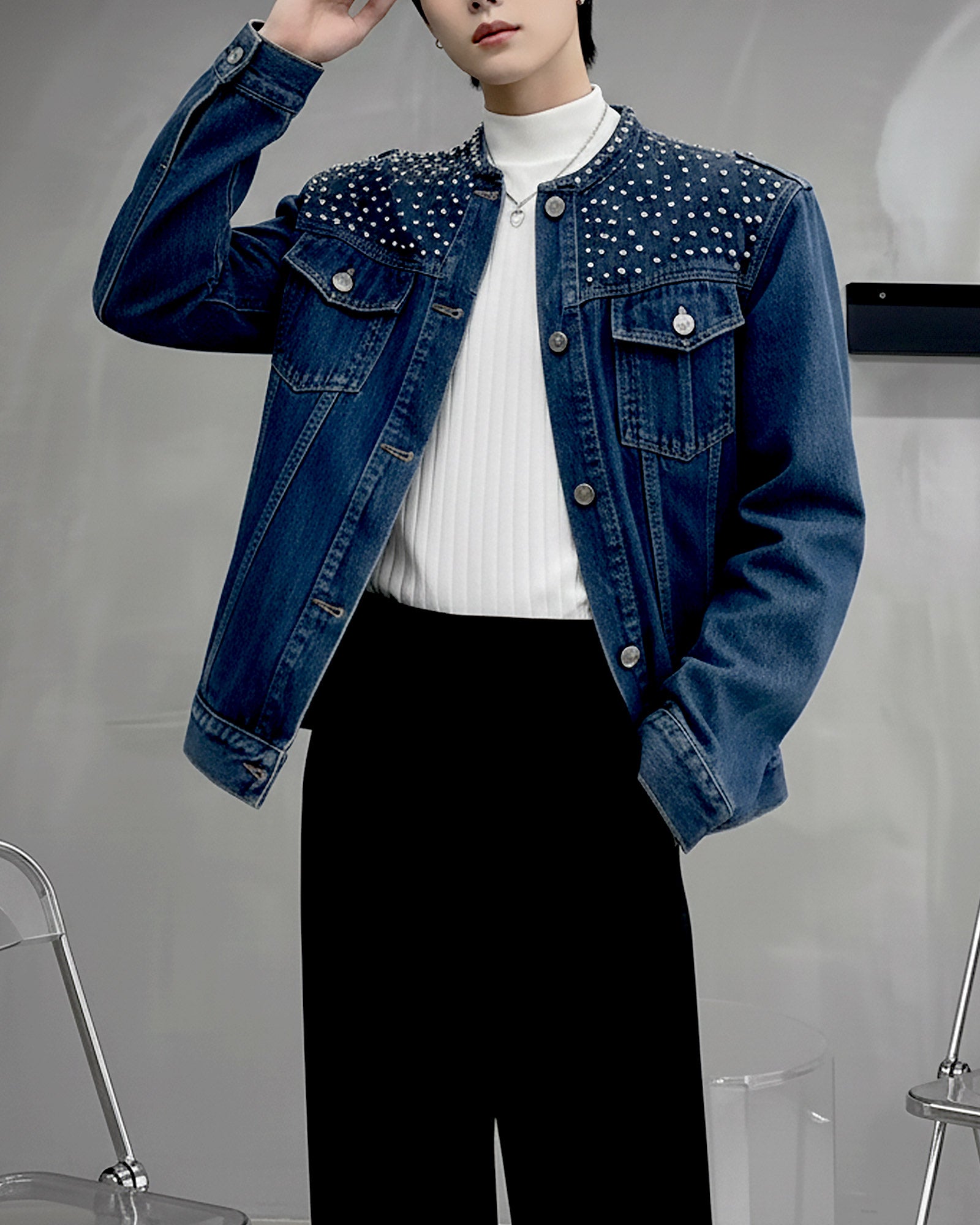 デコデニムノーカラージャケット Ot30063