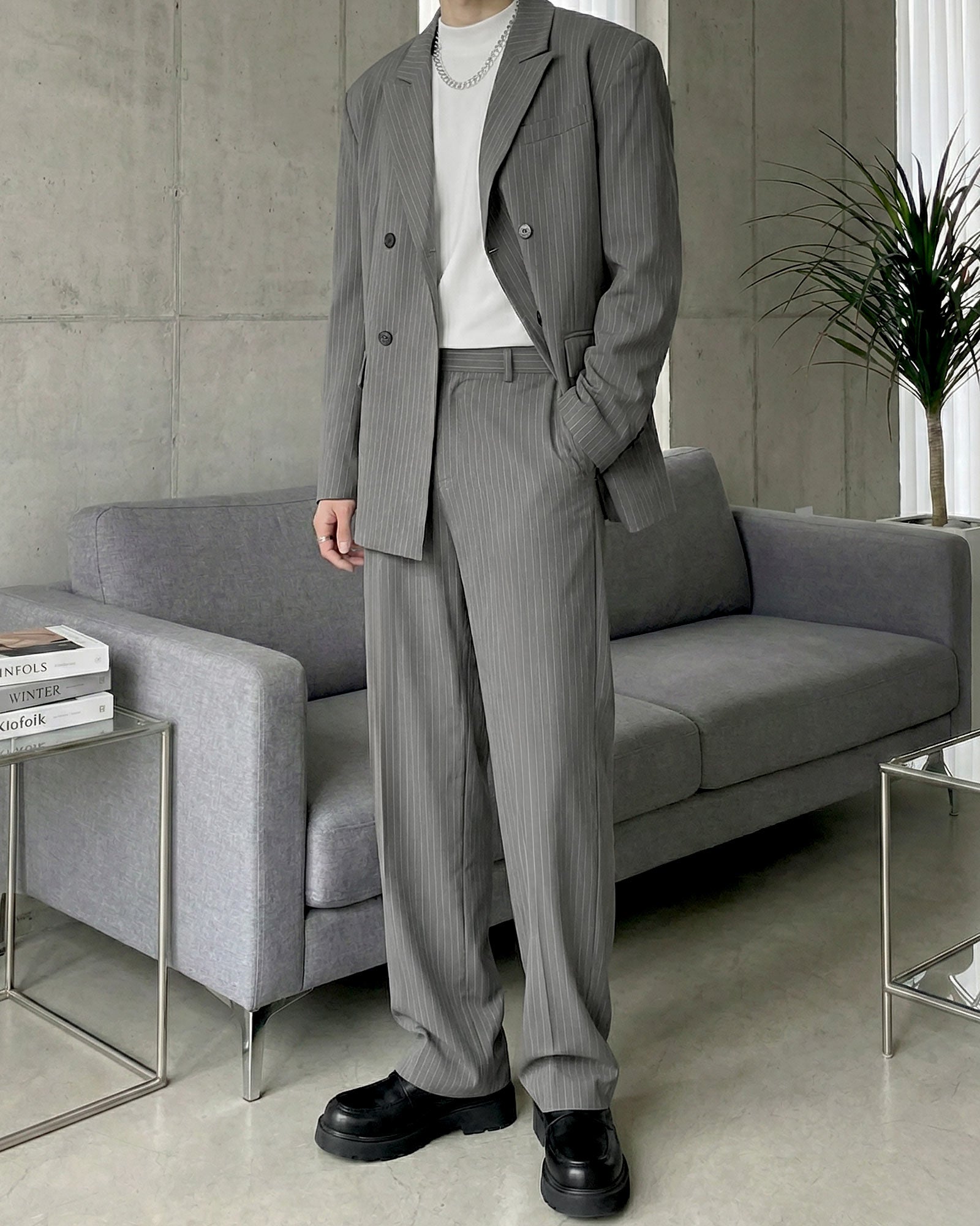ストライプルーズテーラードセットアップ Ot30066