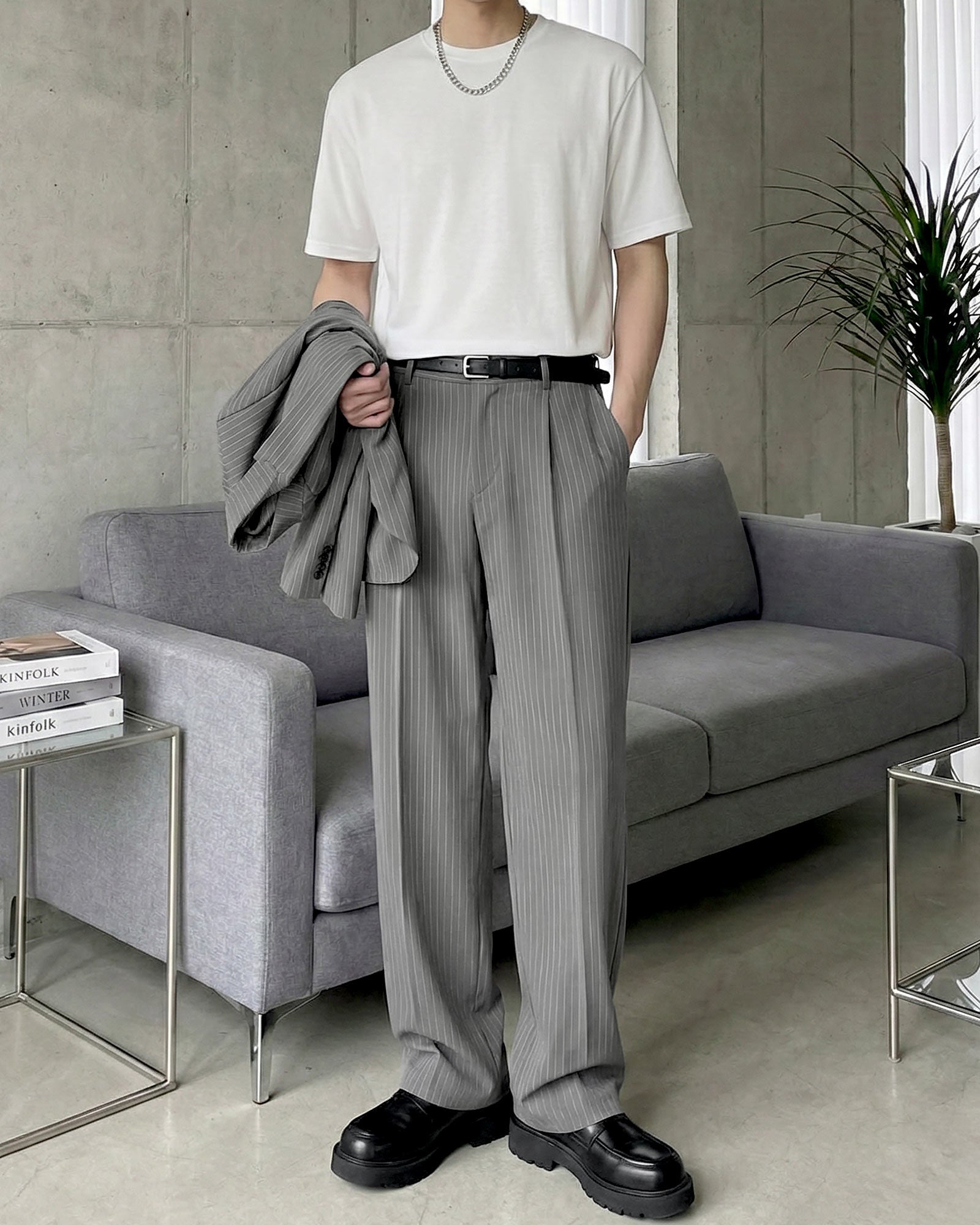 ストライプルーズテーラードセットアップ Ot30066