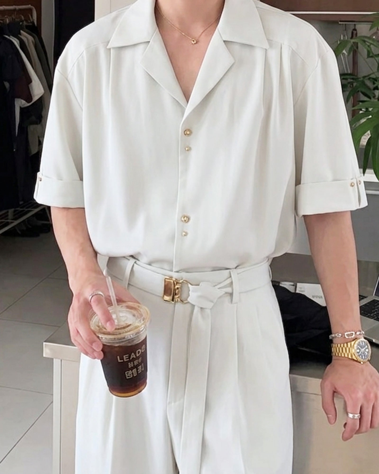 オープンカラーエフォートレスセットアップ Ot30077