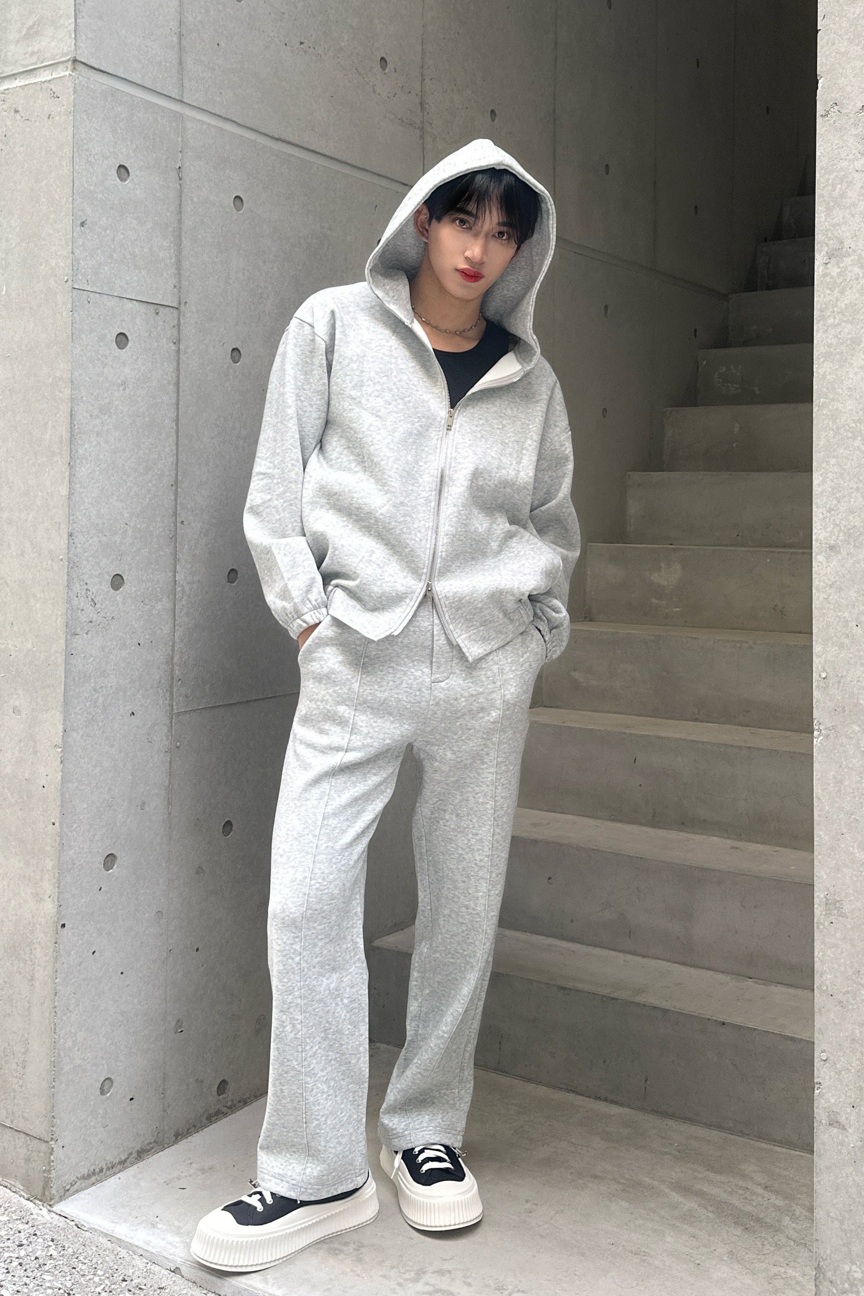 ダブルジップグレ―セットアップ Ot30005