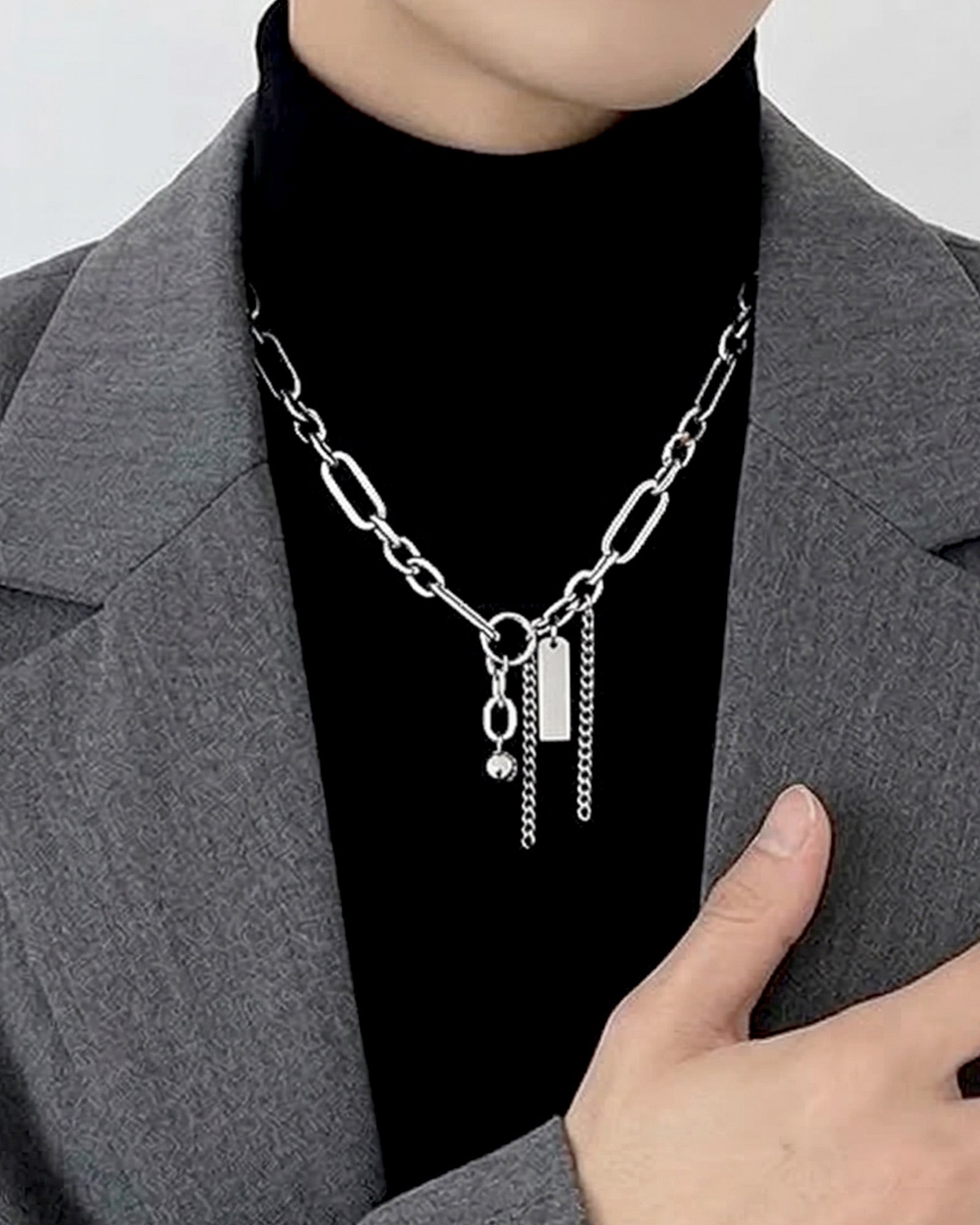 デザインチェーンプレートタグネックレス Ot40003