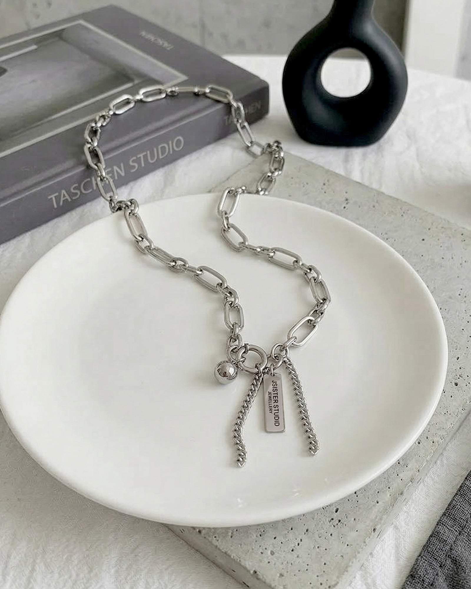 デザインチェーンプレートタグネックレス Ot40003