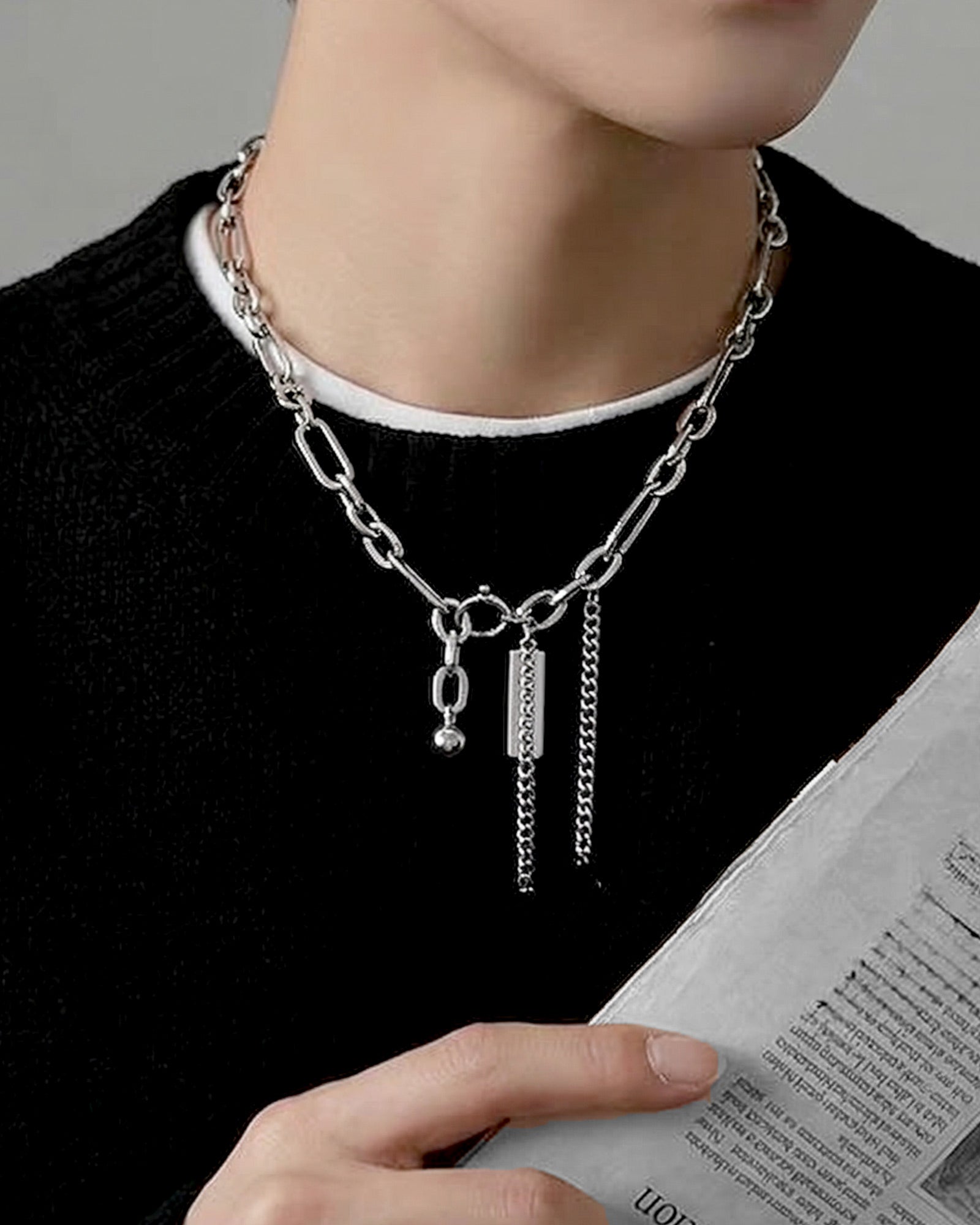 デザインチェーンプレートタグネックレス Ot40003