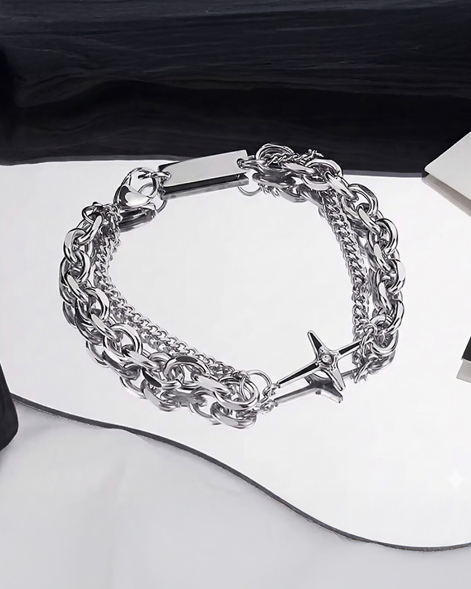 クロススターミックスチェーンブレスレット Ot40006