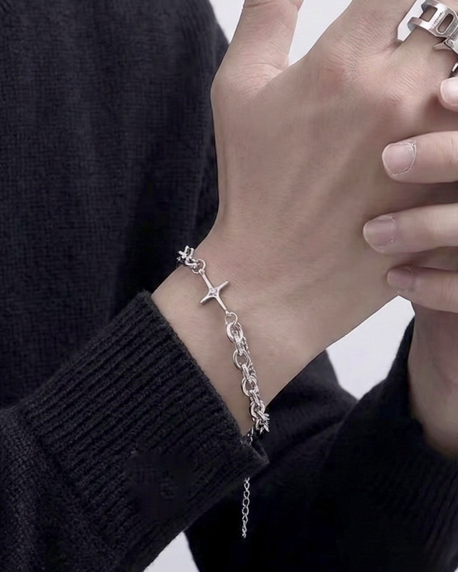 クロススターミックスチェーンブレスレット Ot40006