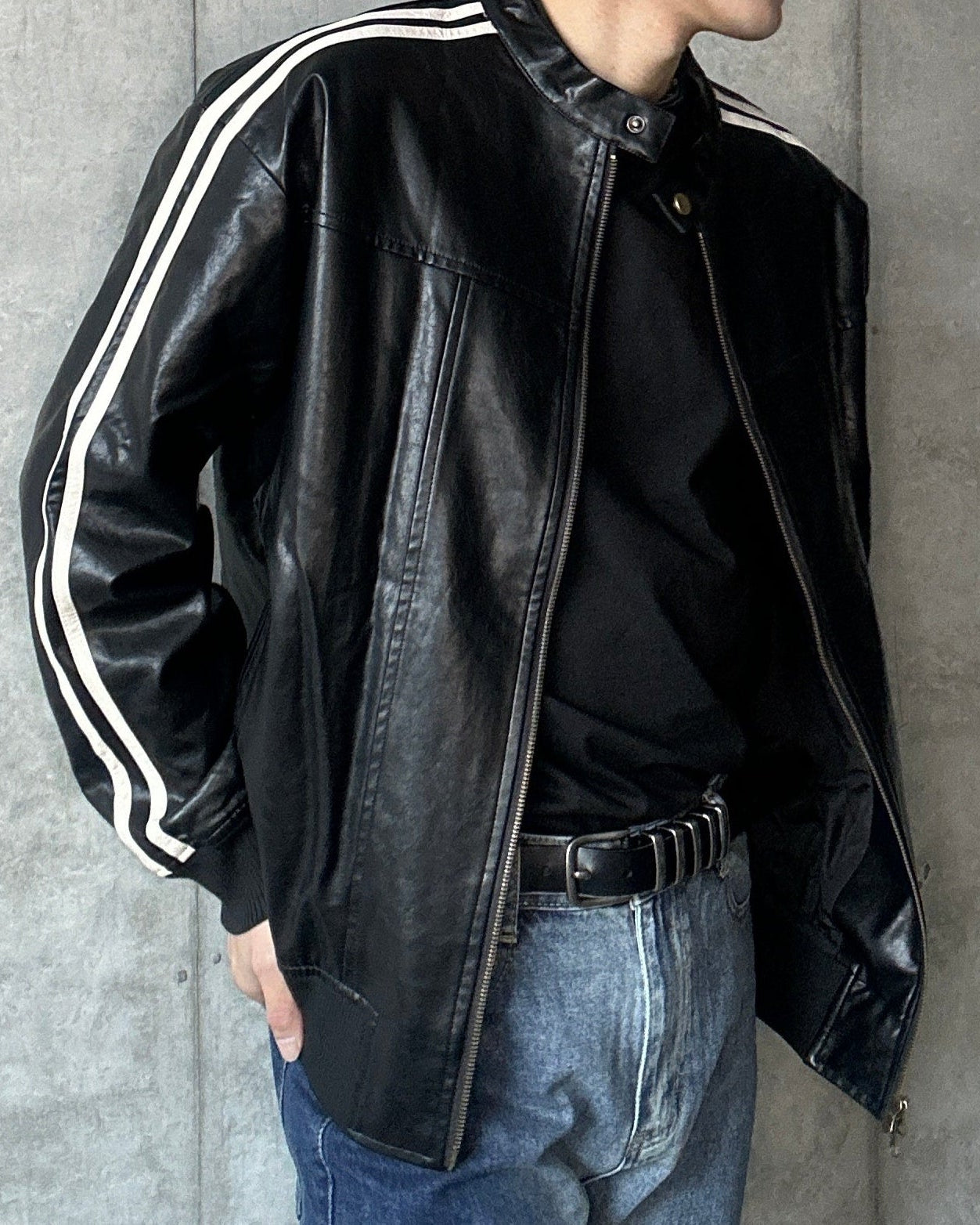 コリアンラインレザージャケット Ot4882