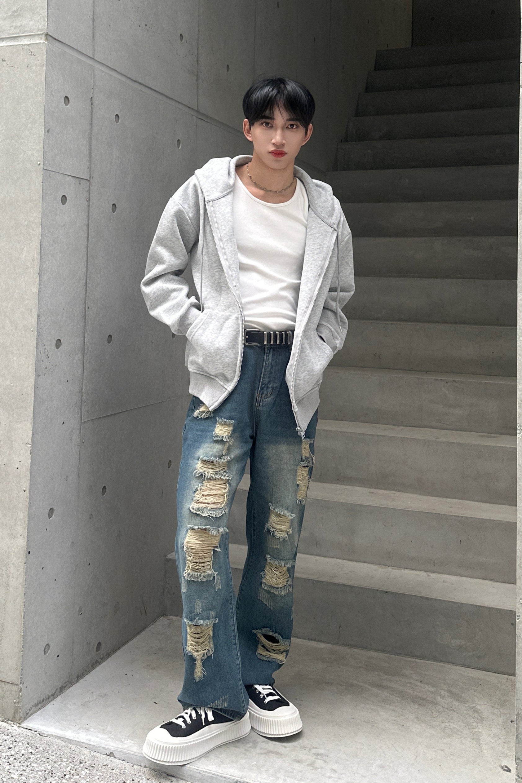 ルーズグレーダブルジップパーカー Ot30001