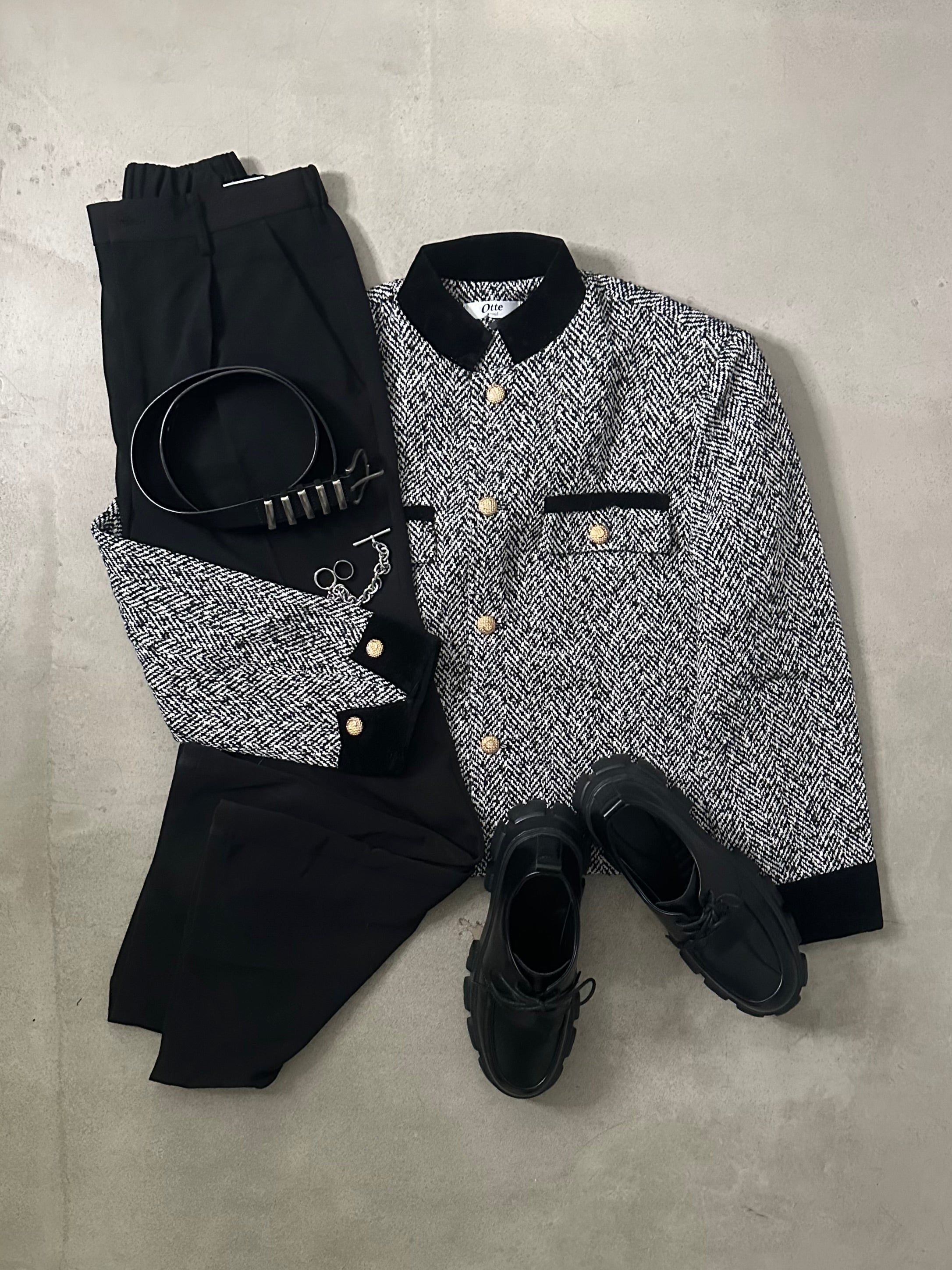 パイピングツイードジャケット Ot30012