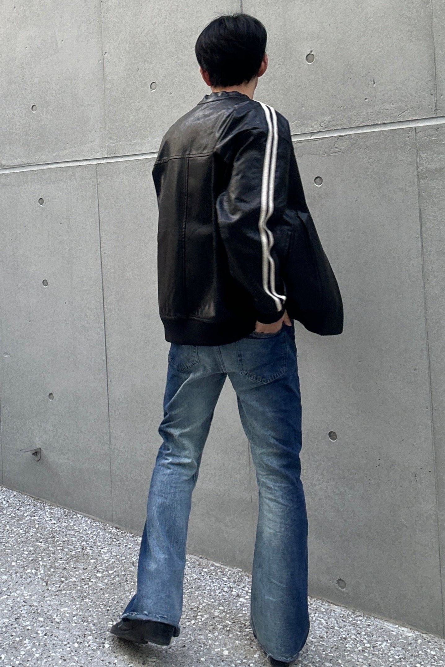 コリアンラインレザージャケット Ot4882