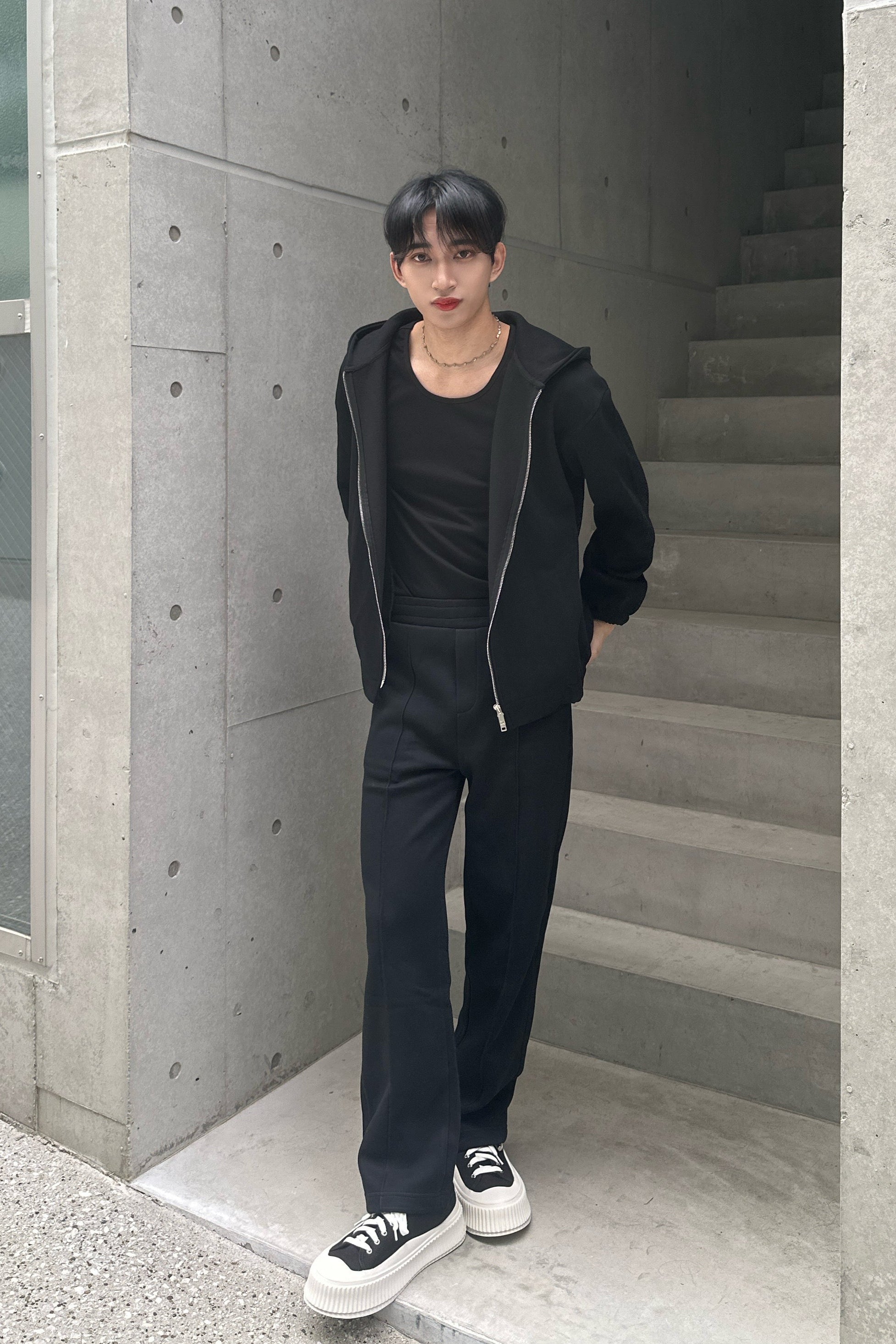 ダブルジップグレ―セットアップ Ot30005