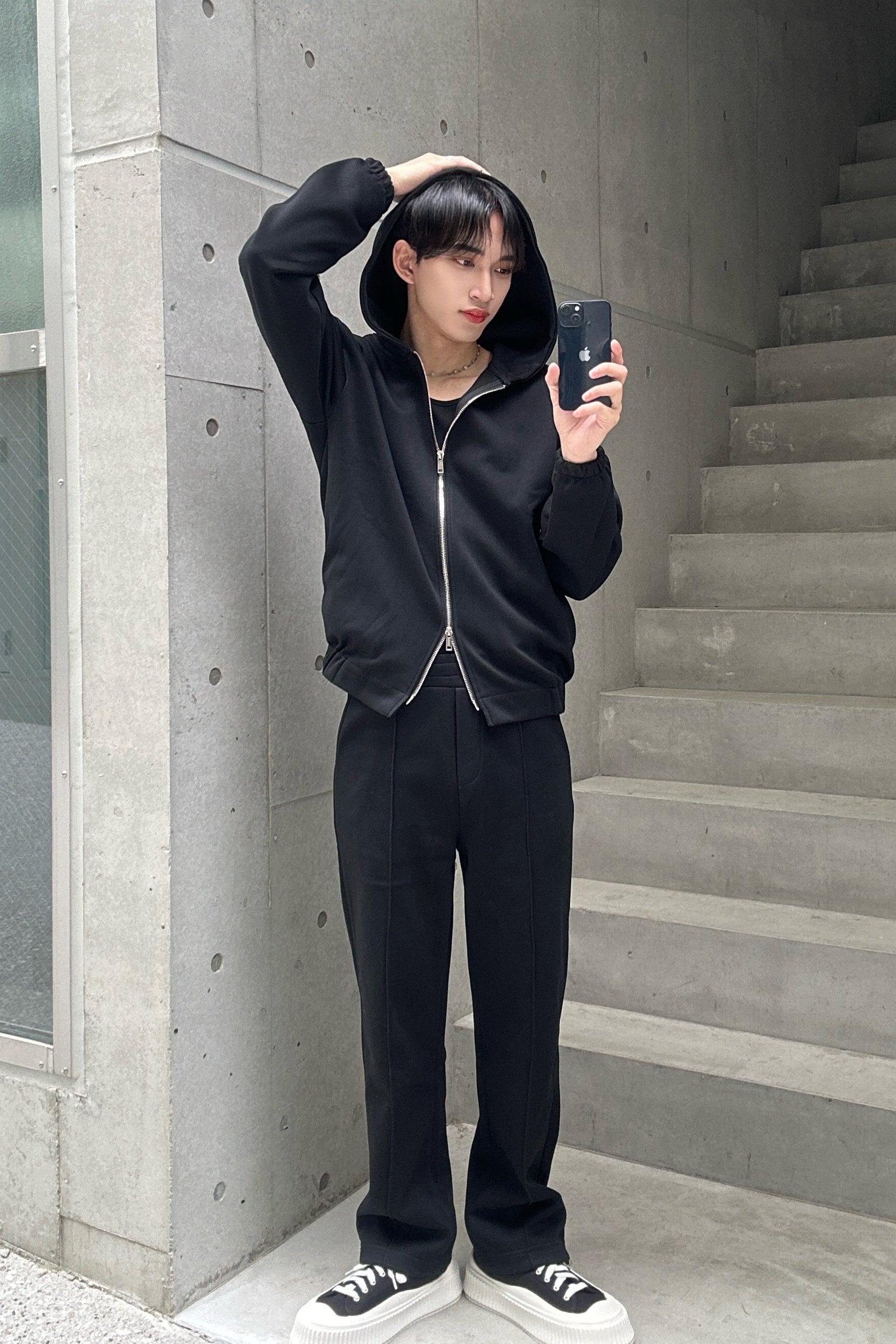 ダブルジップグレ―セットアップ Ot30005