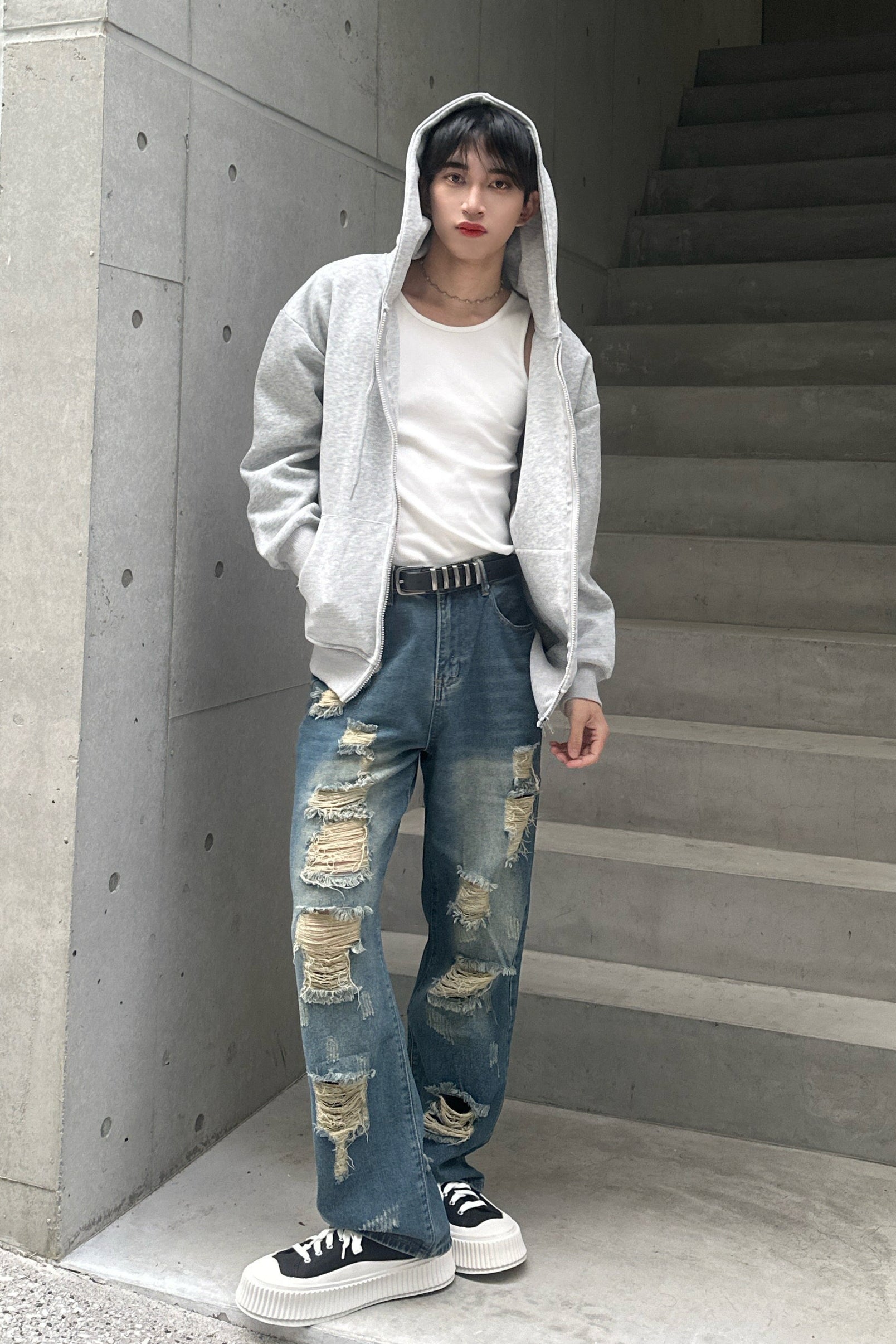 ルーズグレーダブルジップパーカー Ot30001