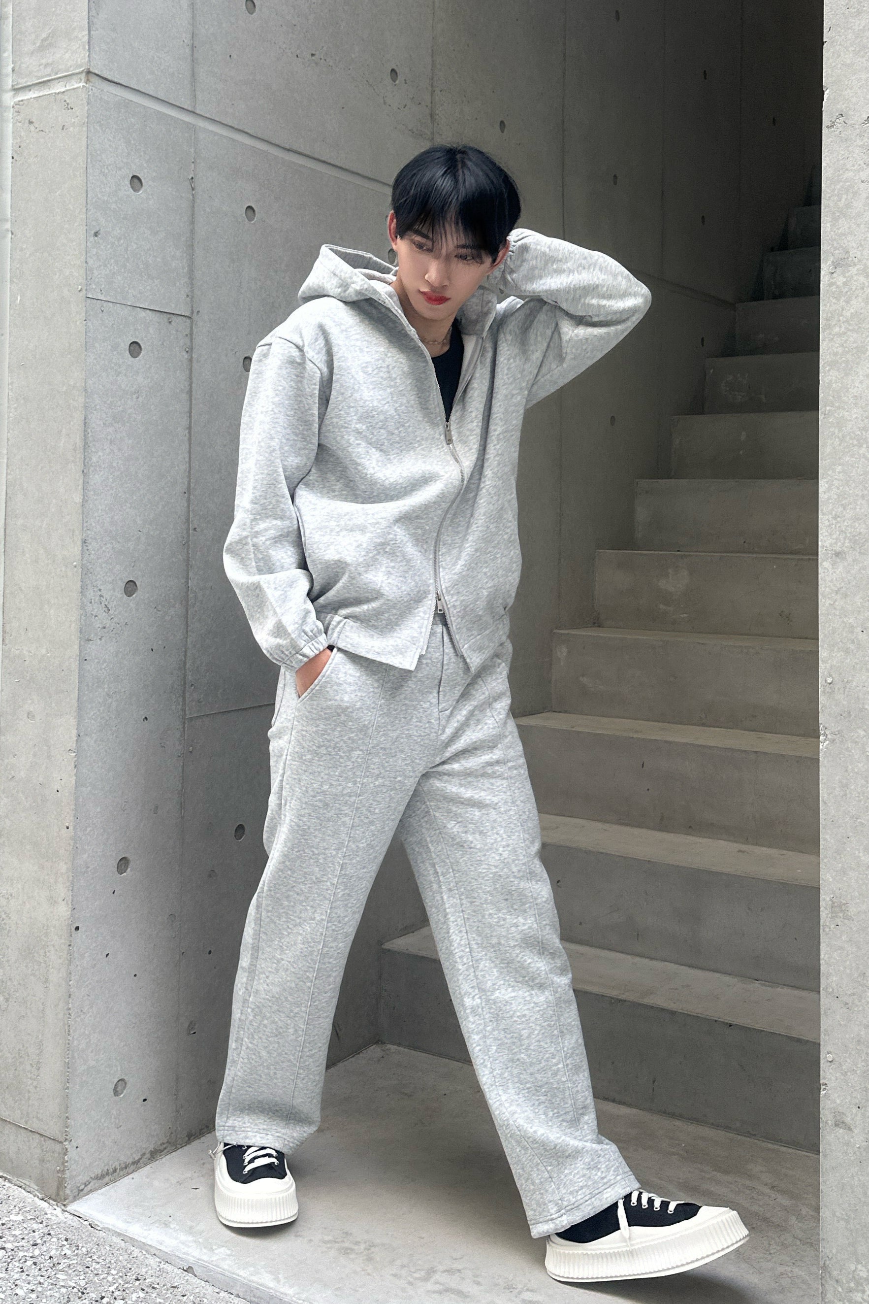 ダブルジップグレ―セットアップ Ot30005