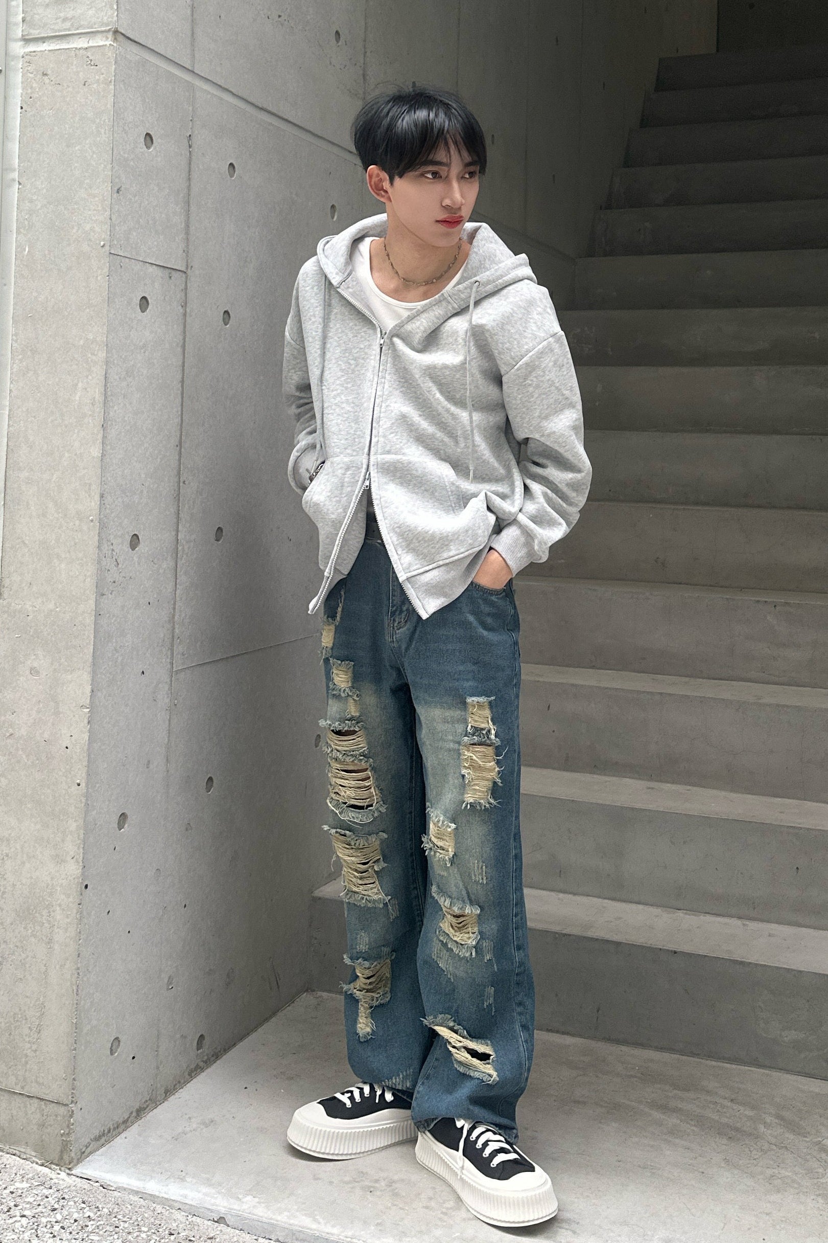 ルーズグレーダブルジップパーカー Ot30001