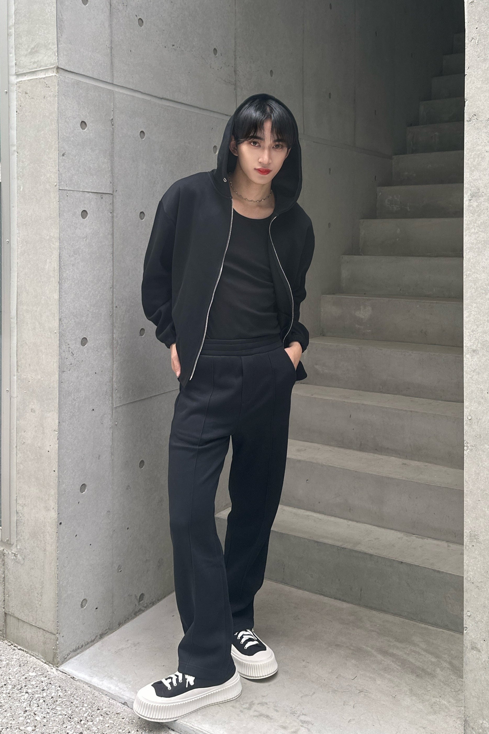 ダブルジップグレ―セットアップ Ot30005