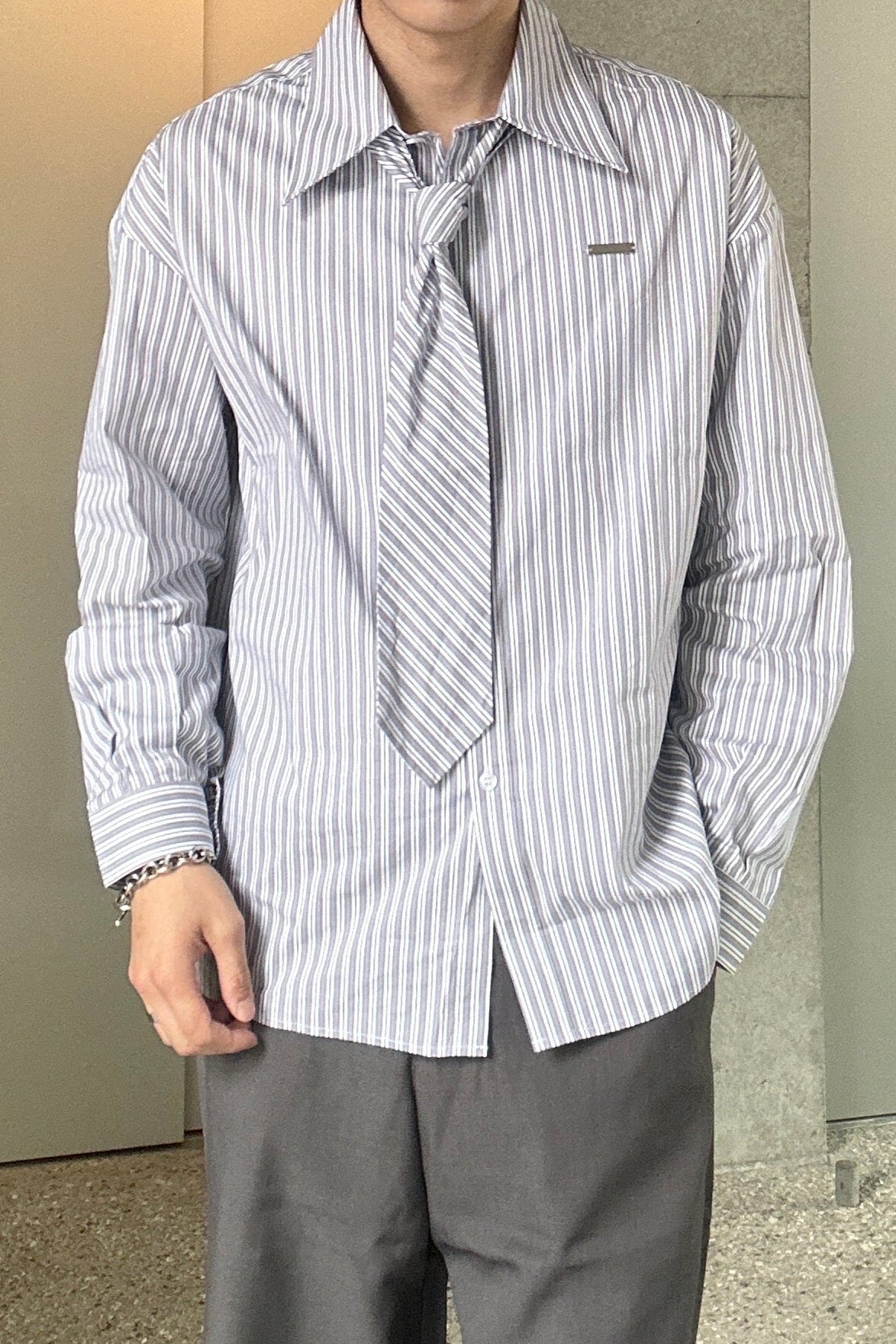 コリアンストライプボウタイシャツ Ot20025