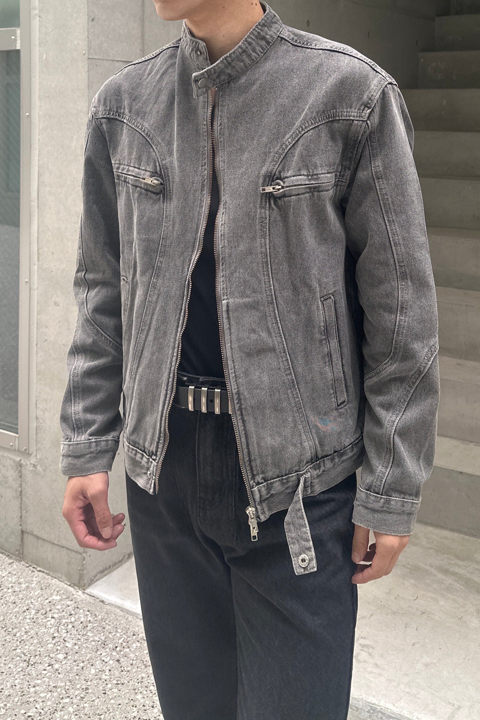 ウォッシュドダブルジップデニムジャケット Ot30006