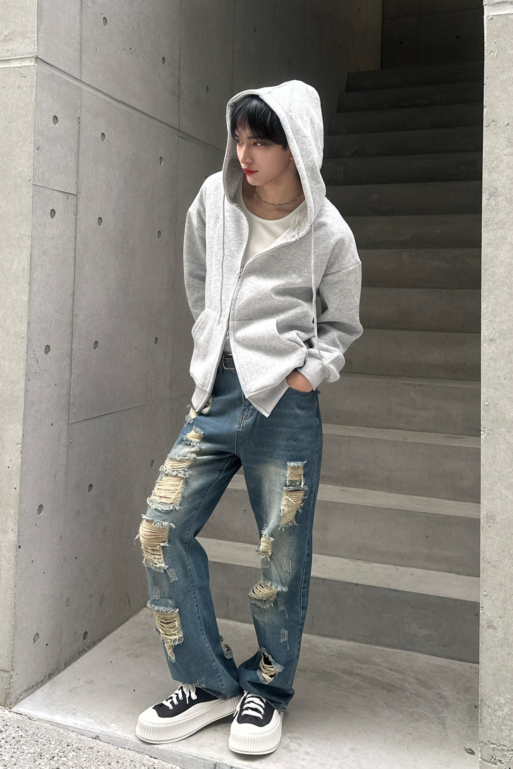 ルーズグレーダブルジップパーカー Ot30001