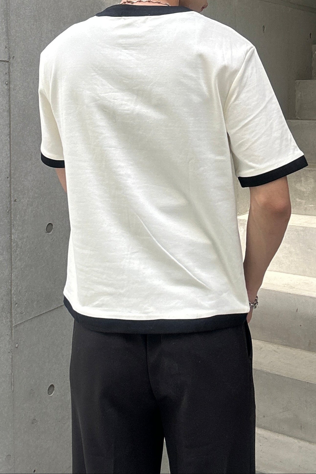 【3日間限定復活】トレンドバイカラーボタンTシャツ Ot20002