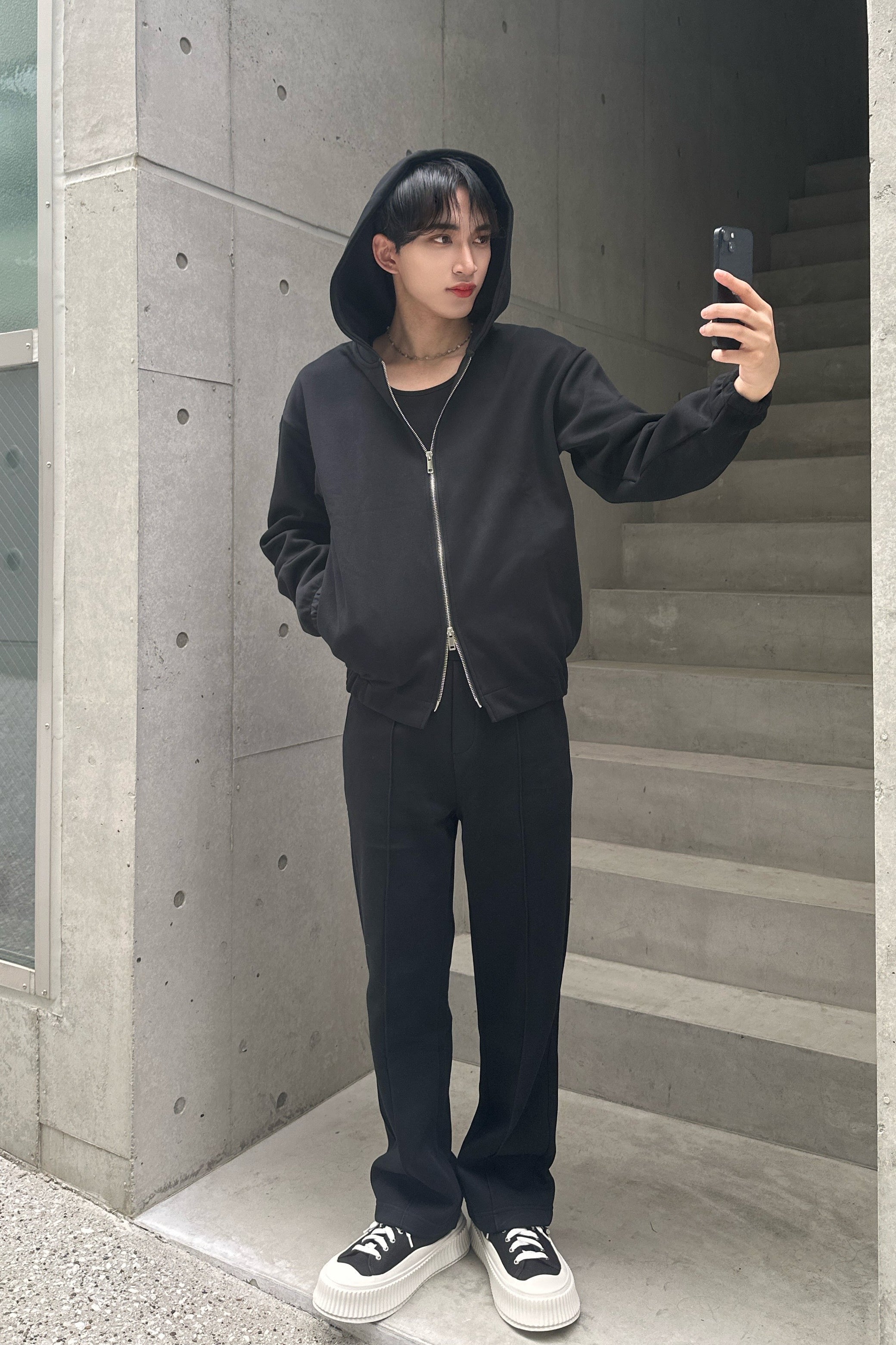 ダブルジップグレ―セットアップ Ot30005