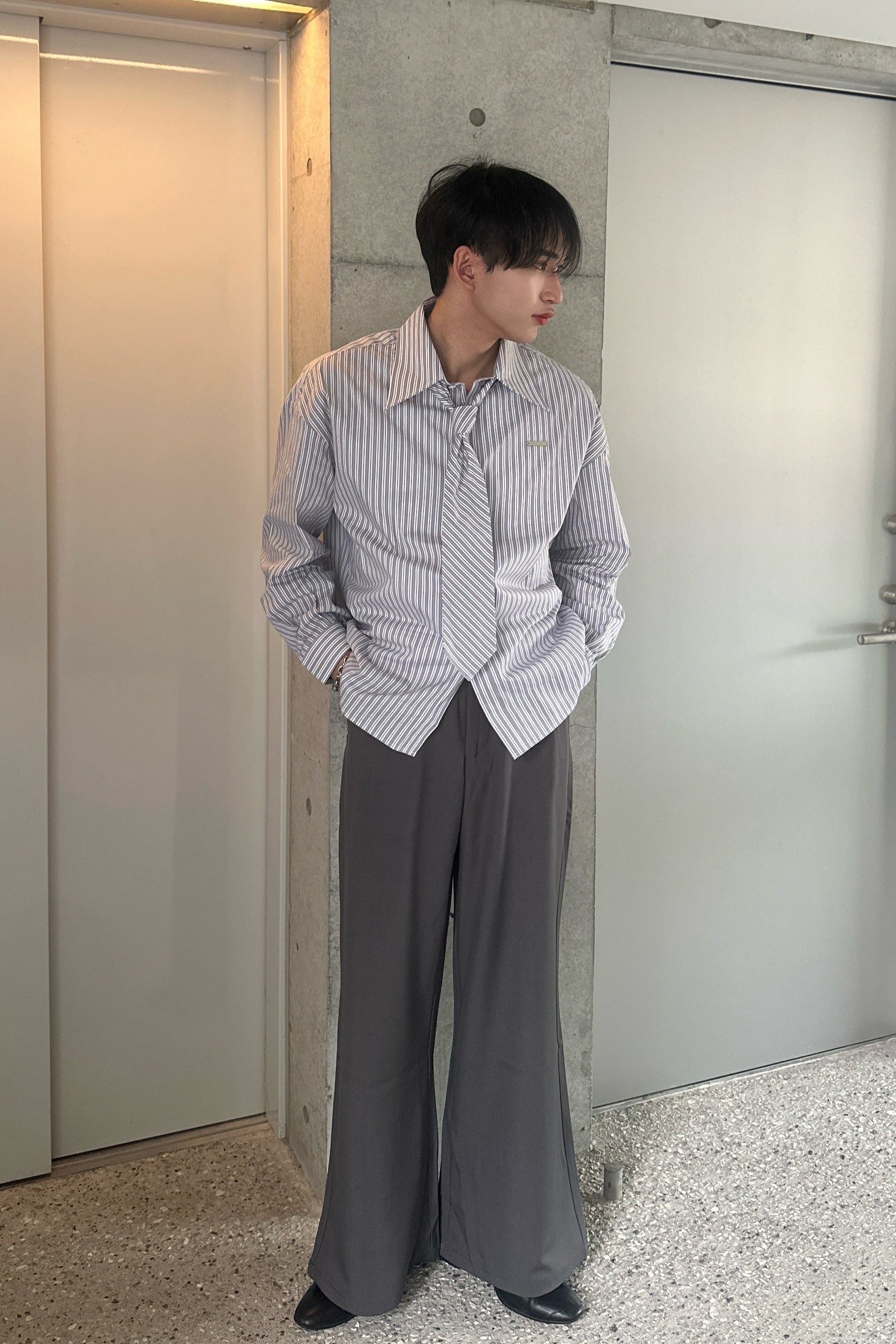 コリアンストライプボウタイシャツ Ot20025