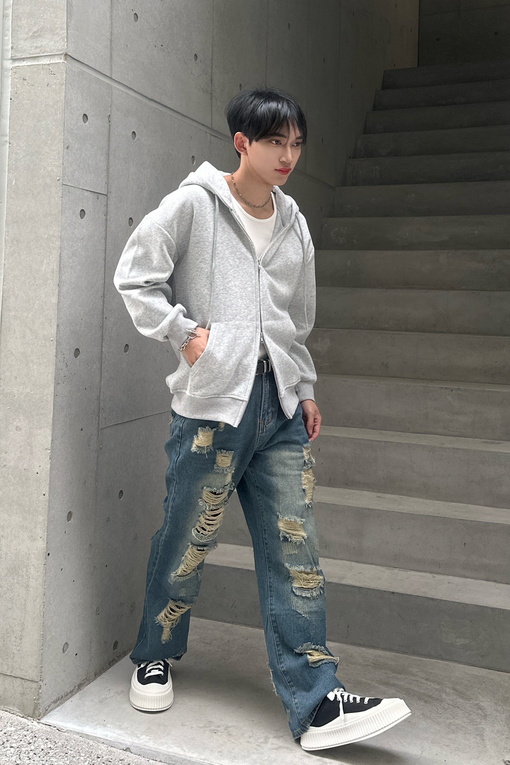 ルーズグレーダブルジップパーカー Ot30001