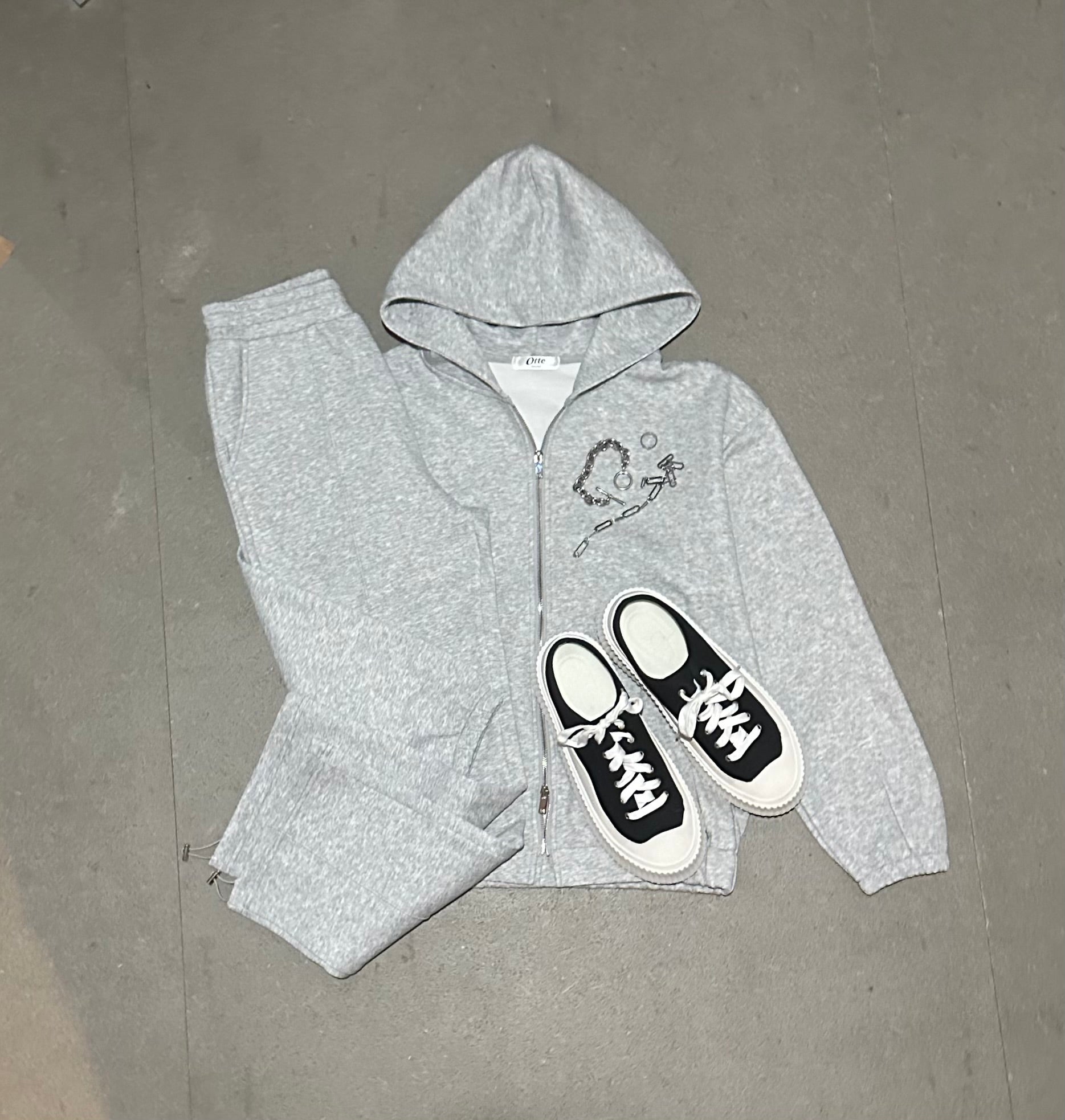 ダブルジップグレ―セットアップ Ot30005