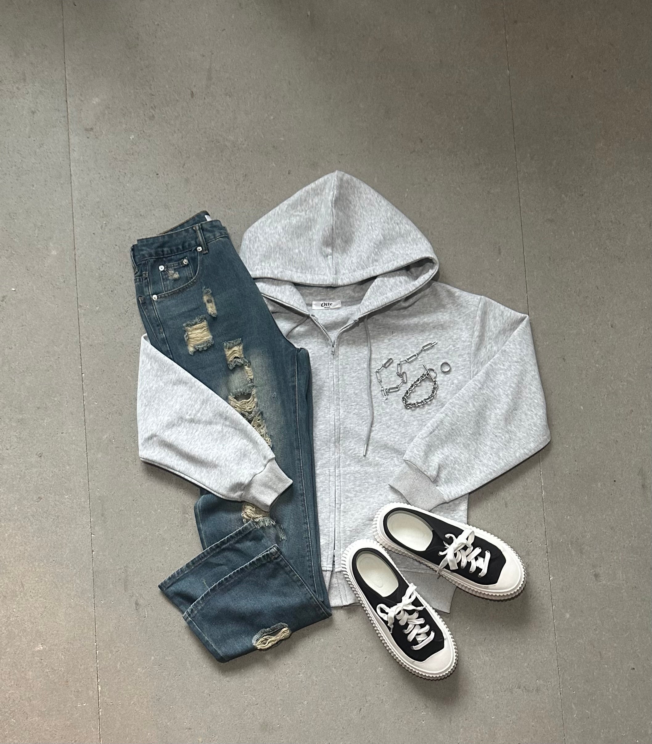 ルーズグレーダブルジップパーカー Ot30001