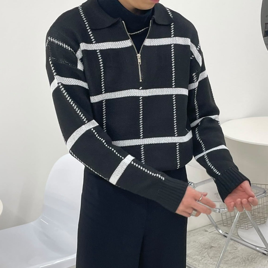 カジュアルルーズジップニット Ot4530