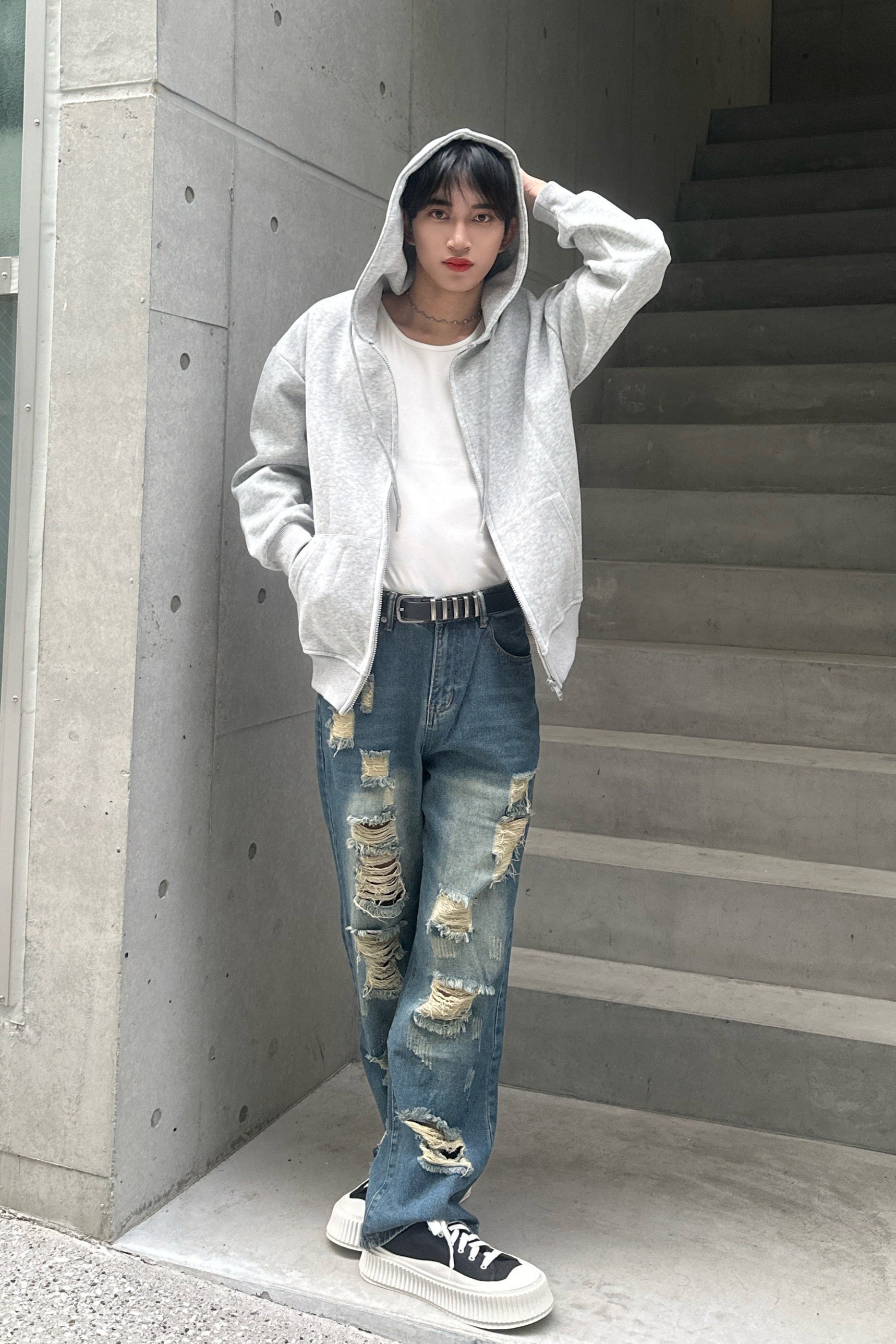 ルーズグレーダブルジップパーカー Ot30001