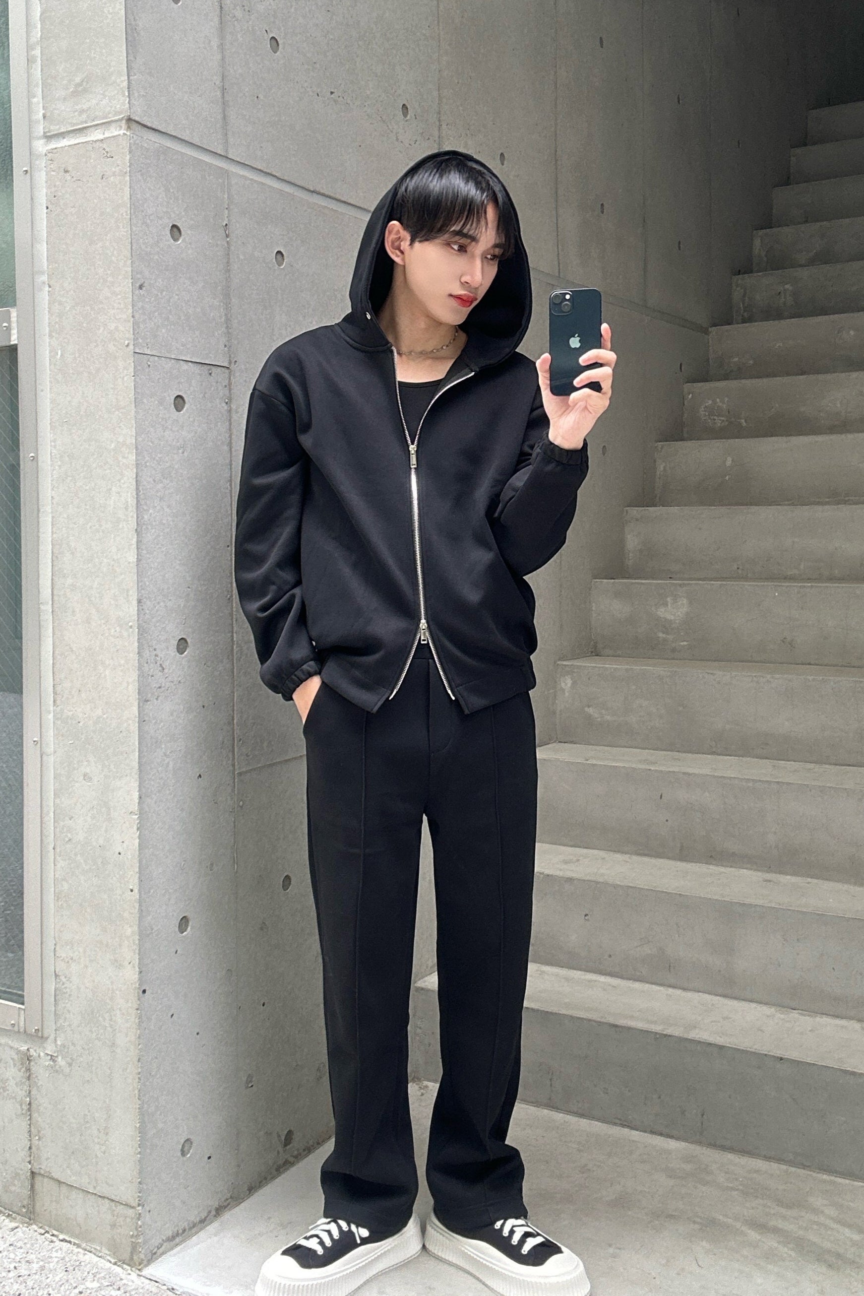 ダブルジップグレ―セットアップ Ot30005