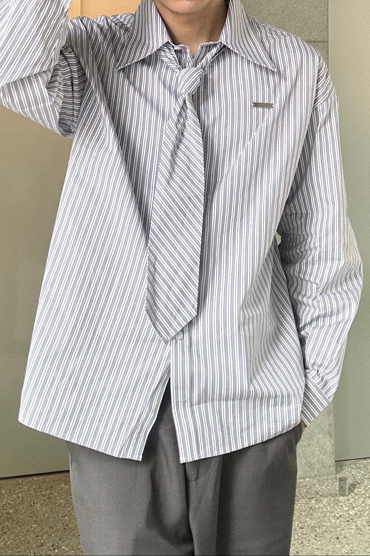 コリアンストライプボウタイシャツ Ot20025