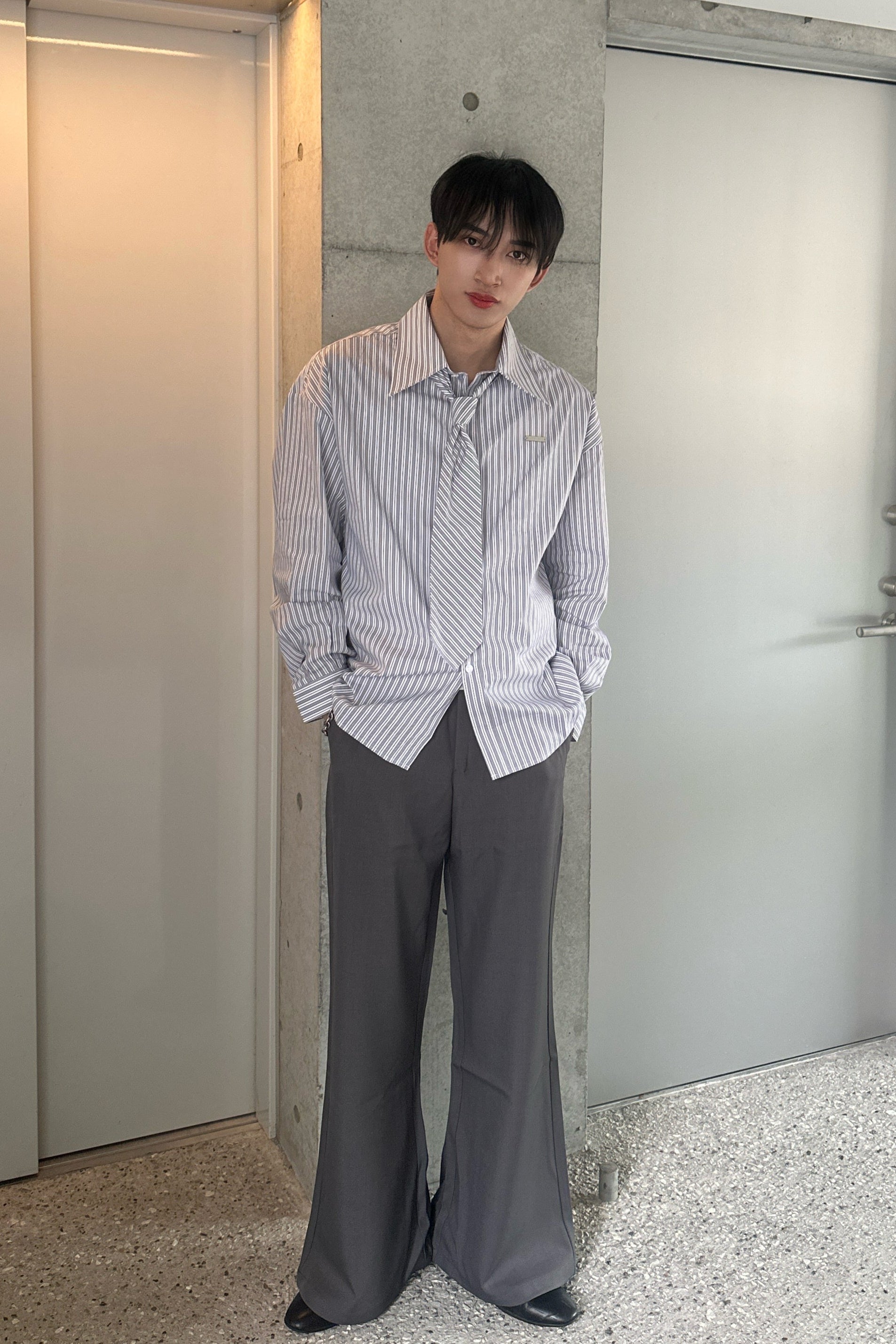 コリアンストライプボウタイシャツ Ot20025